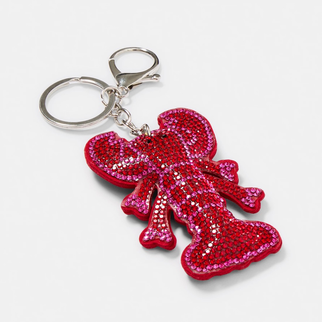 2 Sparkly Lobster Charm Keyring - Silver Tone and Red, 2 of 3
