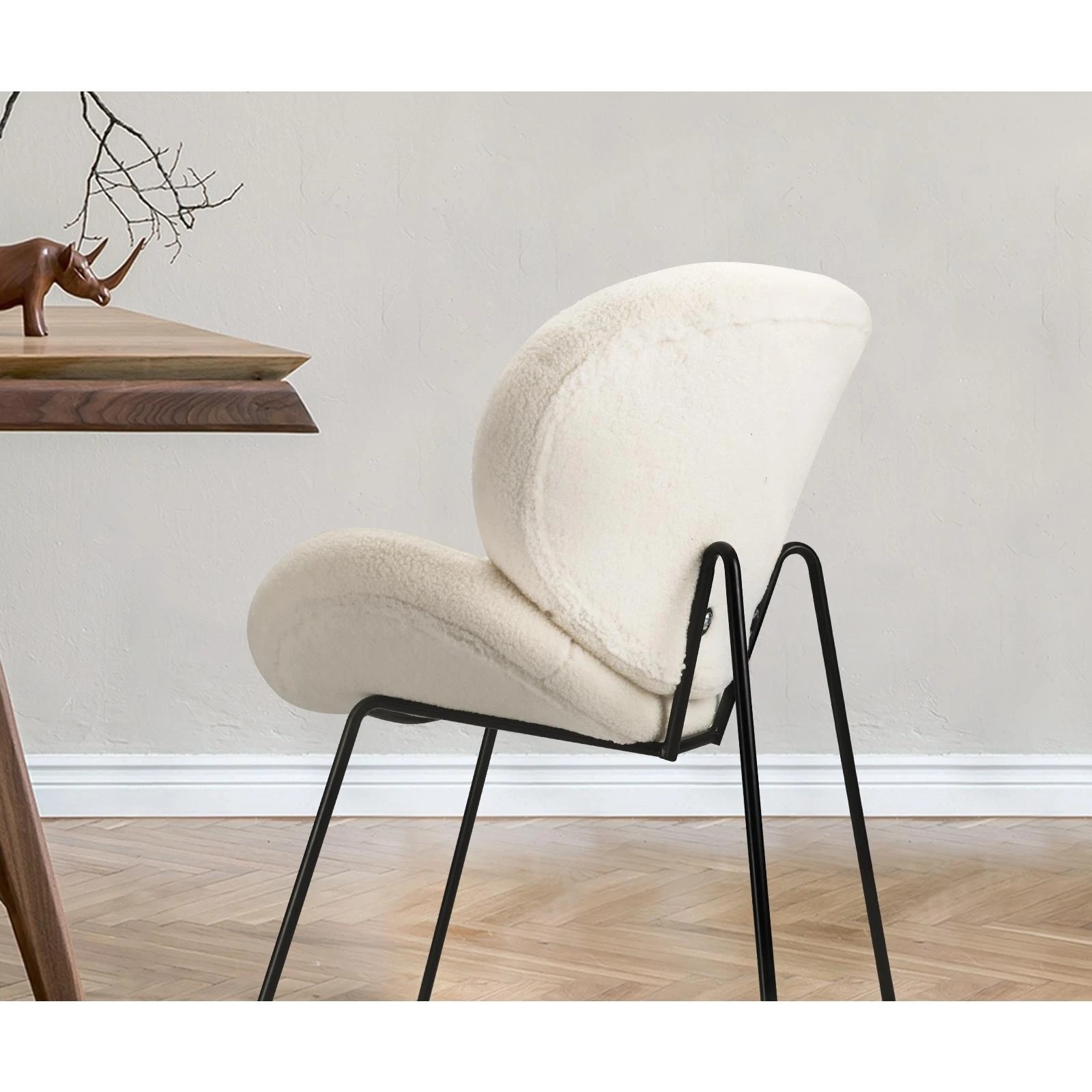 4 Oikiture 4PCS Armchair Dining Chair Accent Chairs Tub Armchairs Sherpa - White, 4 of 9