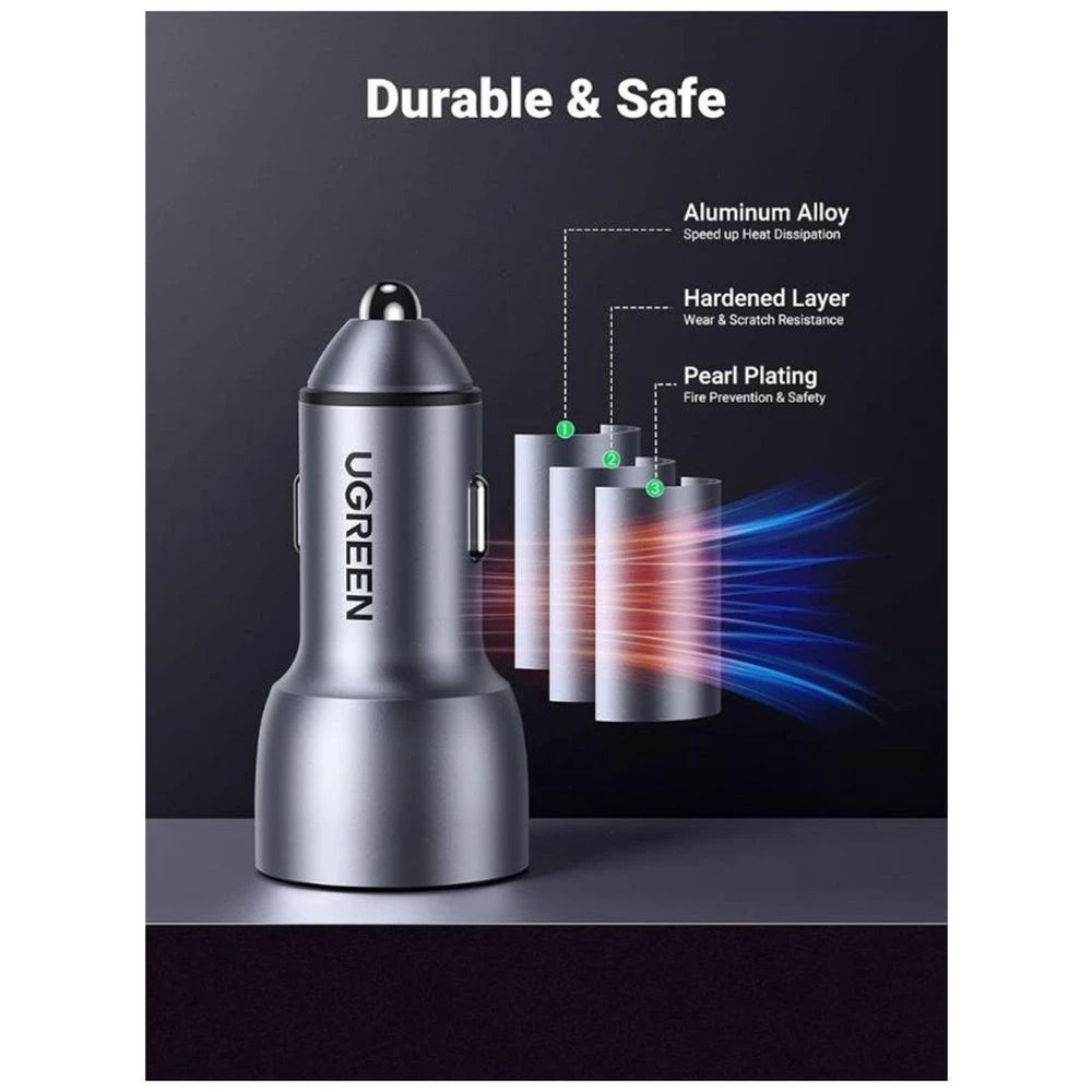 5 UGREEN 52.5W USB-C and USB-A Car Charger Black, 5 of 6
