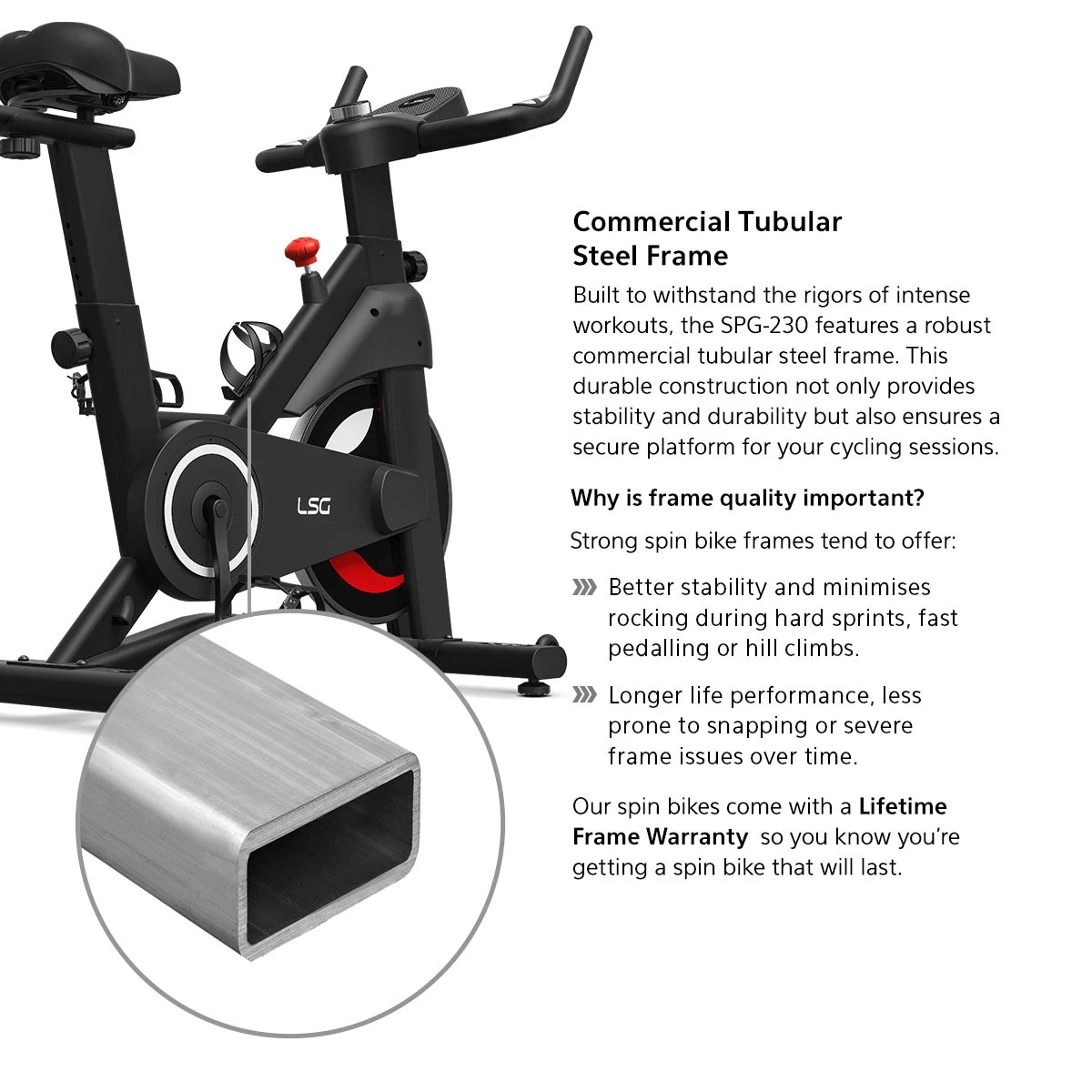 6 LSG SPG-230 Magnetic Spin Bike - Black, 6 of 10