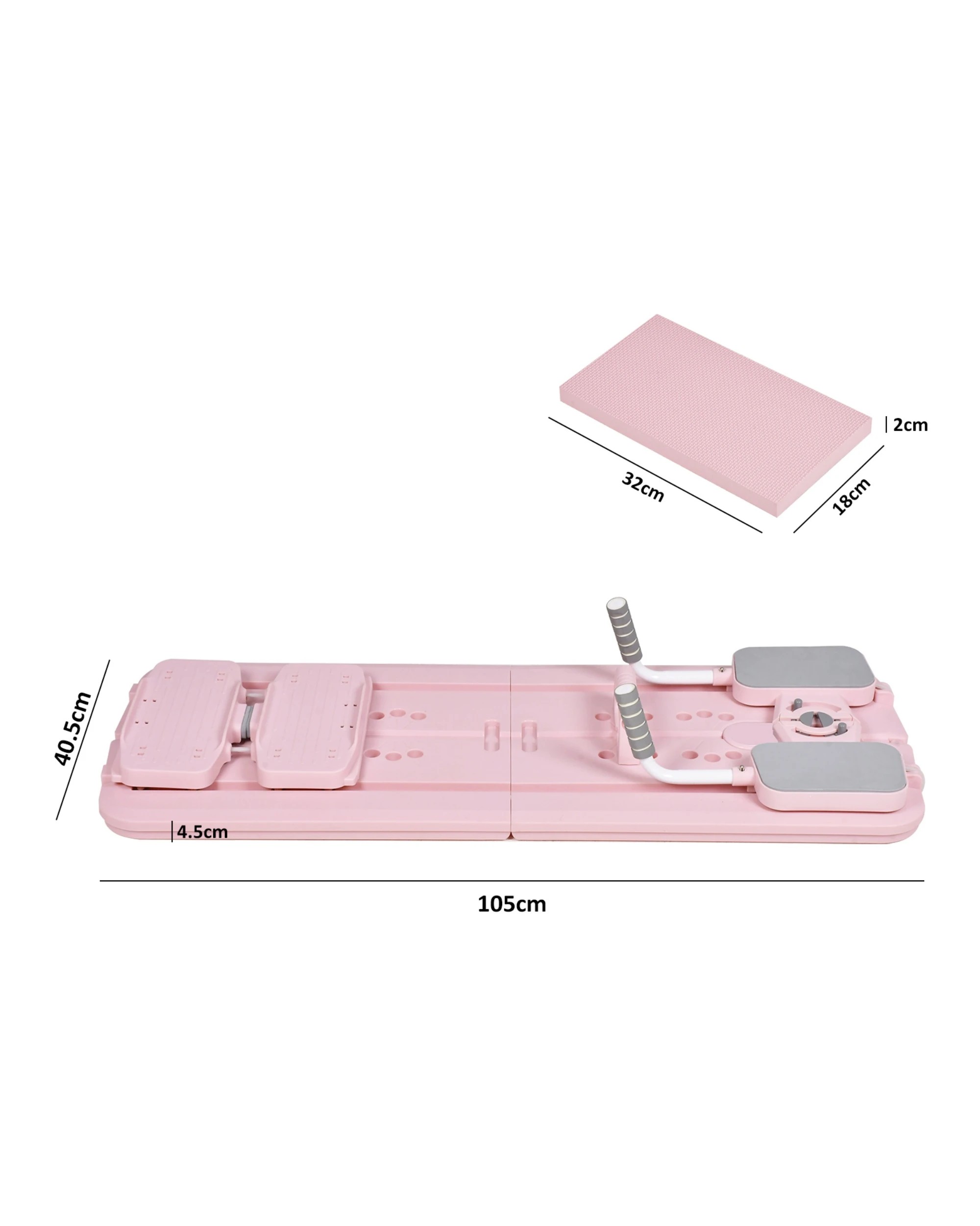 6 Advwin Foldable Pilates Reformer Board w/Back Storage, Elbow Support,Pilates Bar Pink, 6 of 6