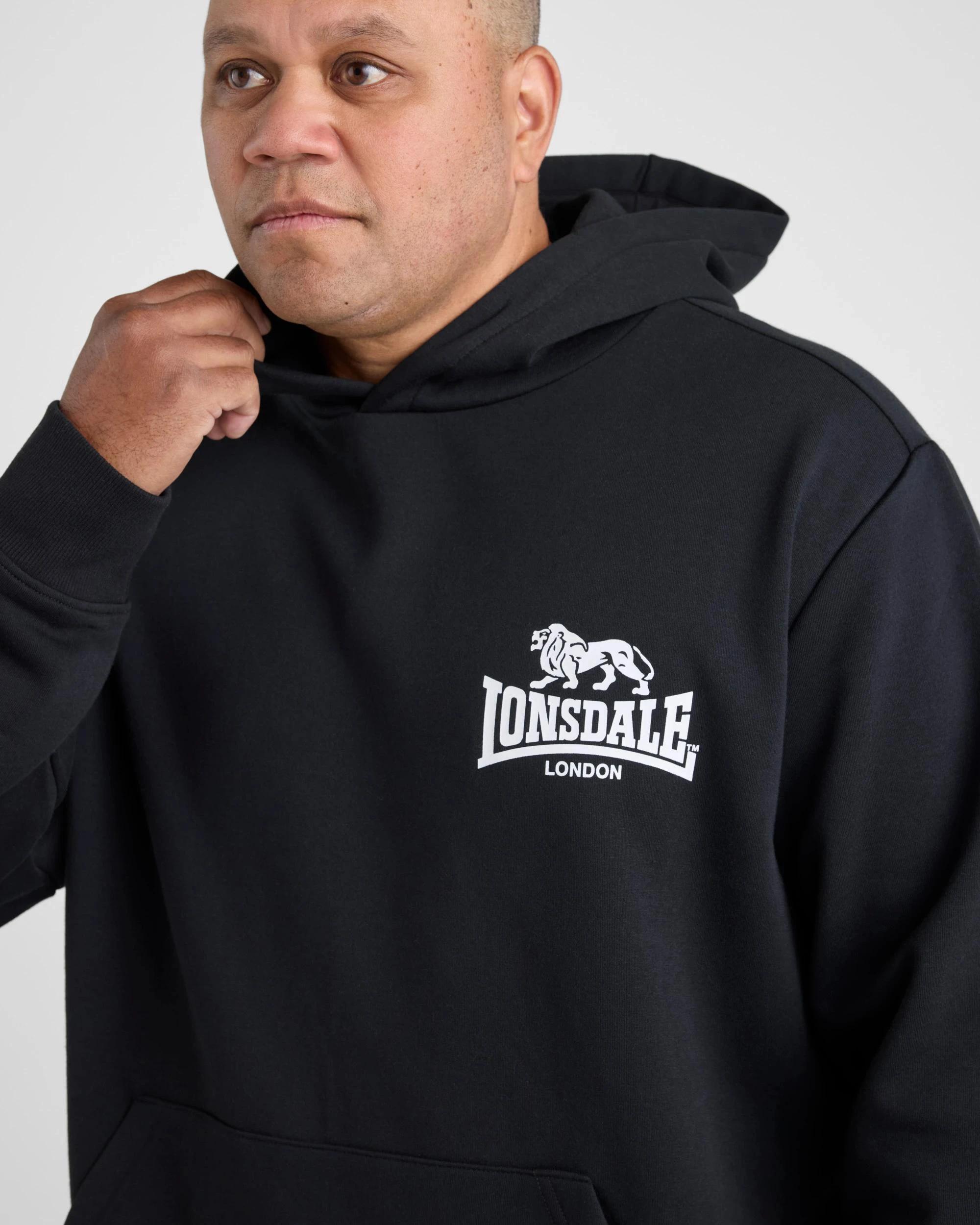 3 Lonsdale London Plus Sport Hoodie BLACK, 3 of 5
