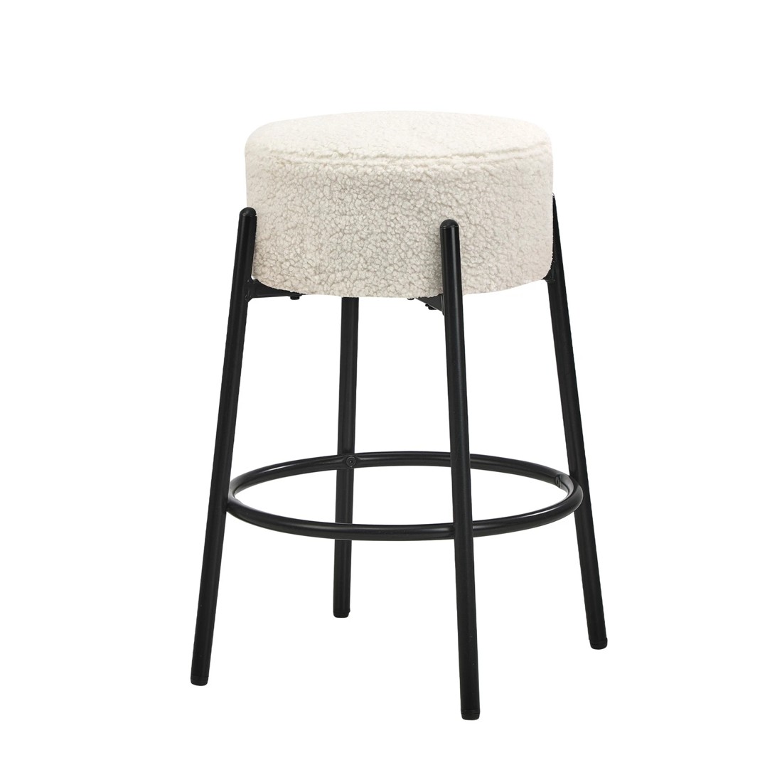 8 Oikiture 4x Bar Stools Kitchen Dining Chair Round Stool Boucle Fabric
 - White, 8 of 10