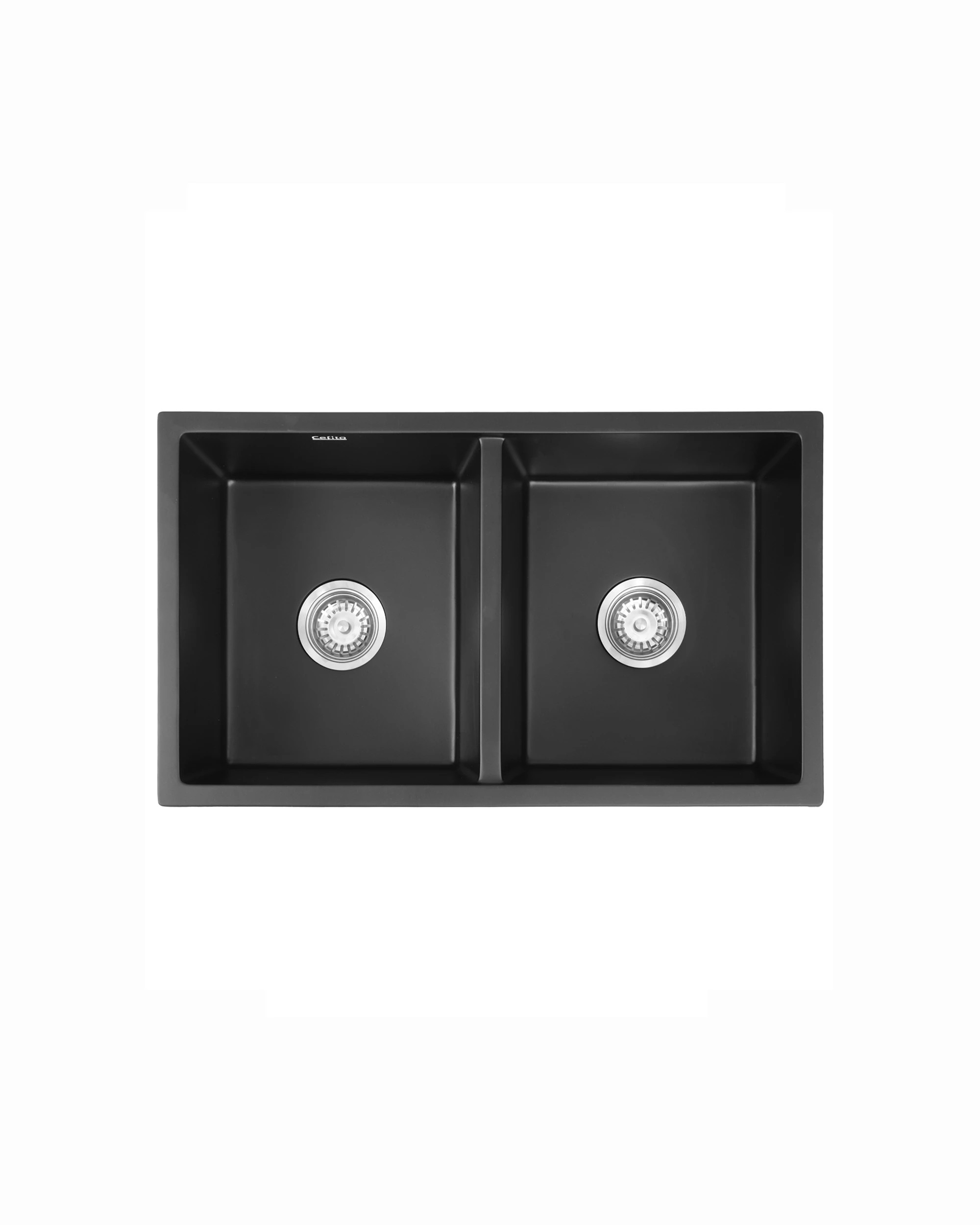 1 Cefito Kitchen Sink 77x45cm Granite Stone Sink Double Bowl - Black, 1 of 6