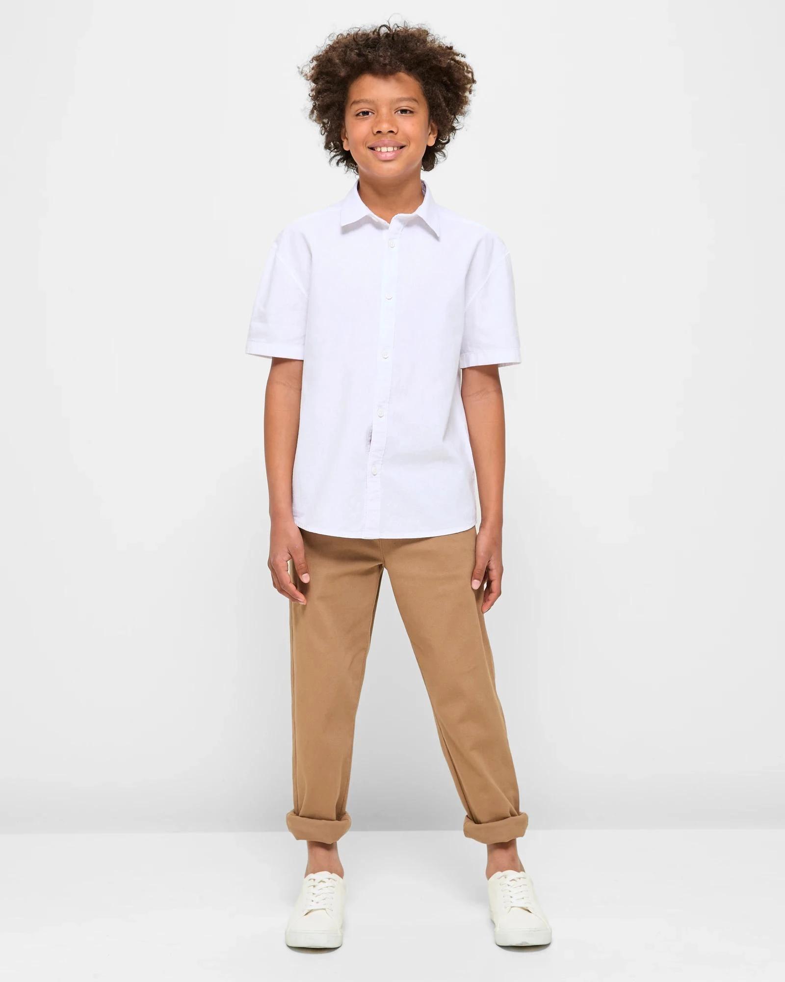 2 Target Linen Blend Short Sleeve Shirt WHITE, 2 of 3