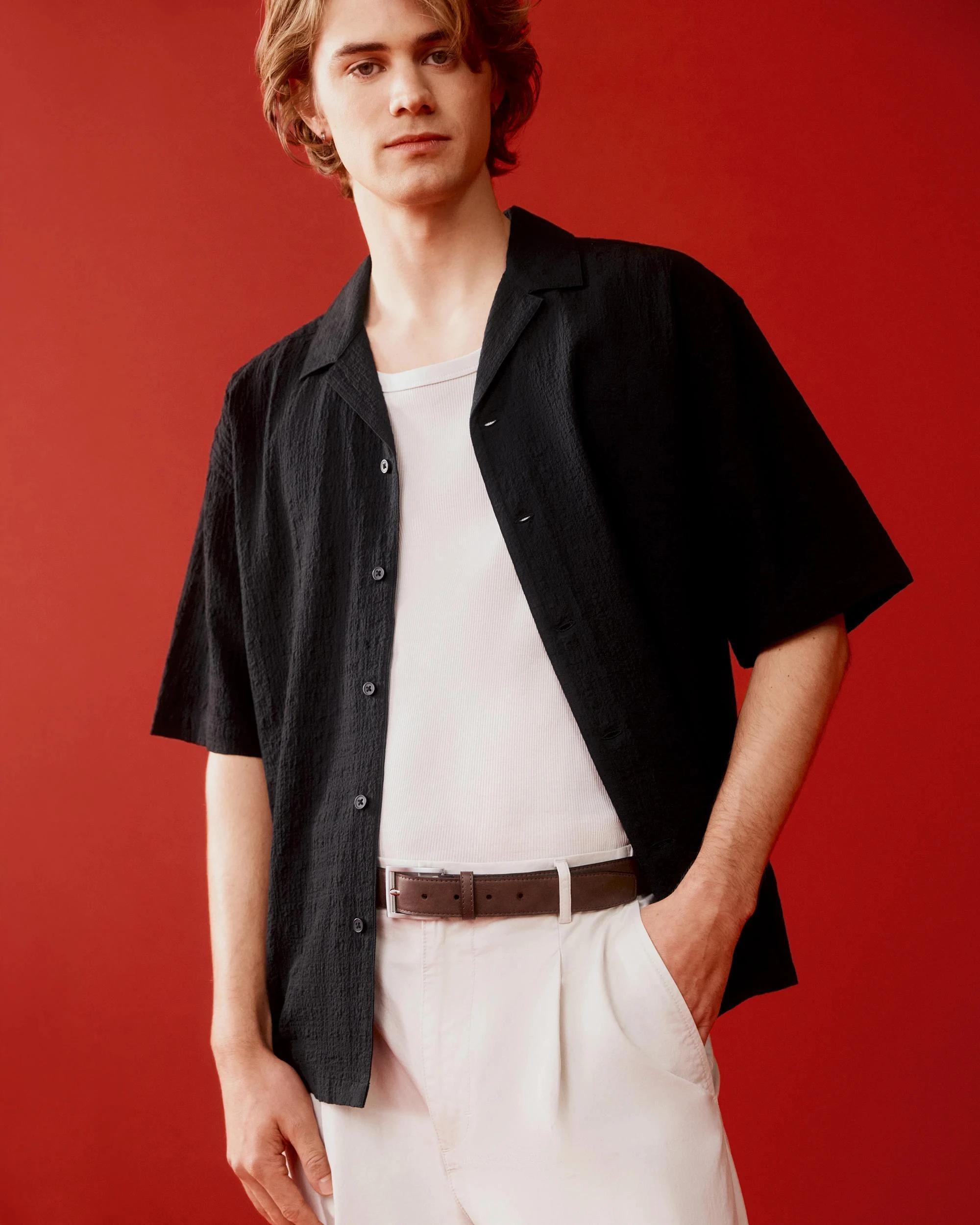 6 Short Sleeve Textured Shirt - Commons BLACK, 6 of 6