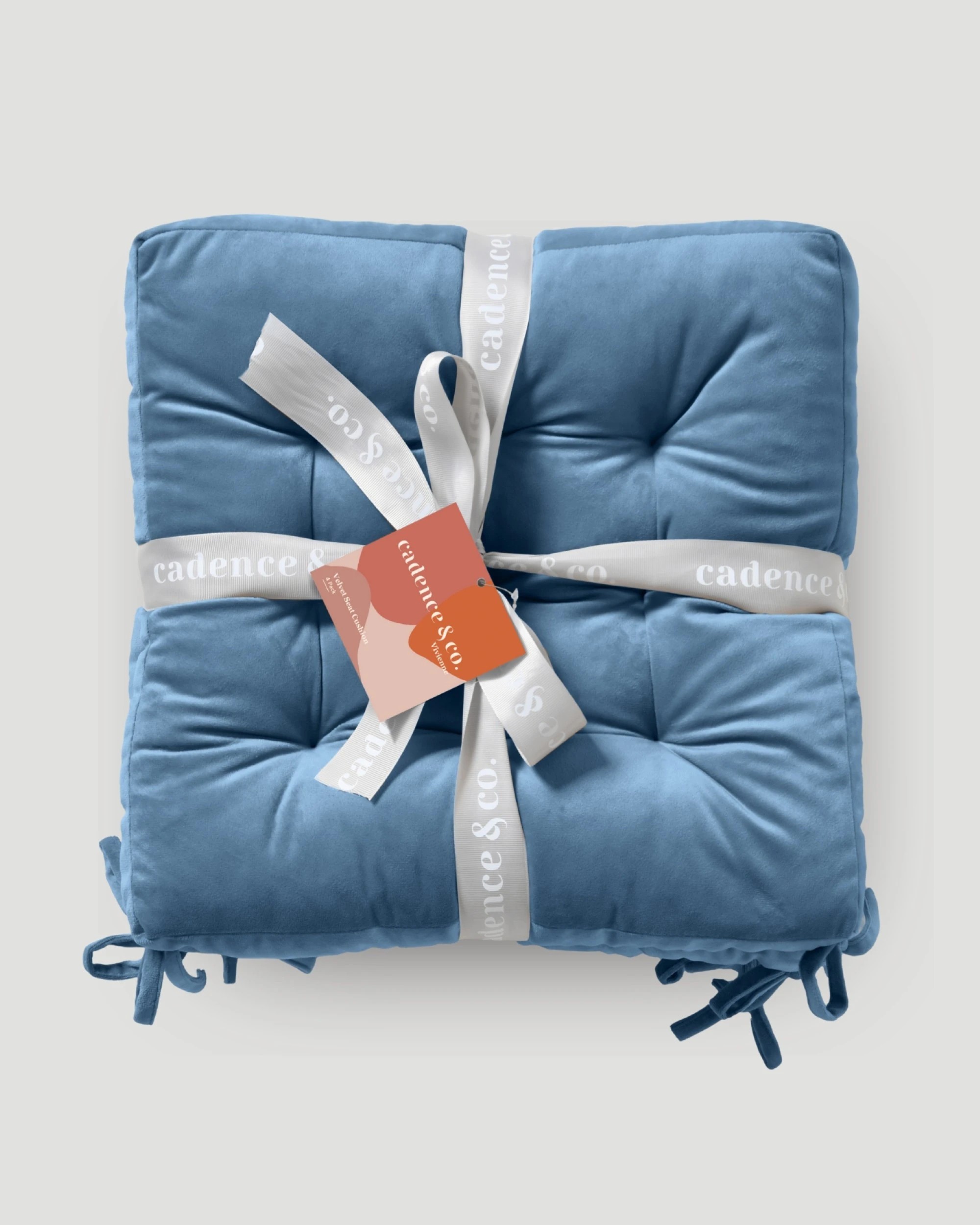 7 Cadence & Co. Vivienne Velvet Seat Cushion 4 Pack - Mineral Blue, 7 of 7