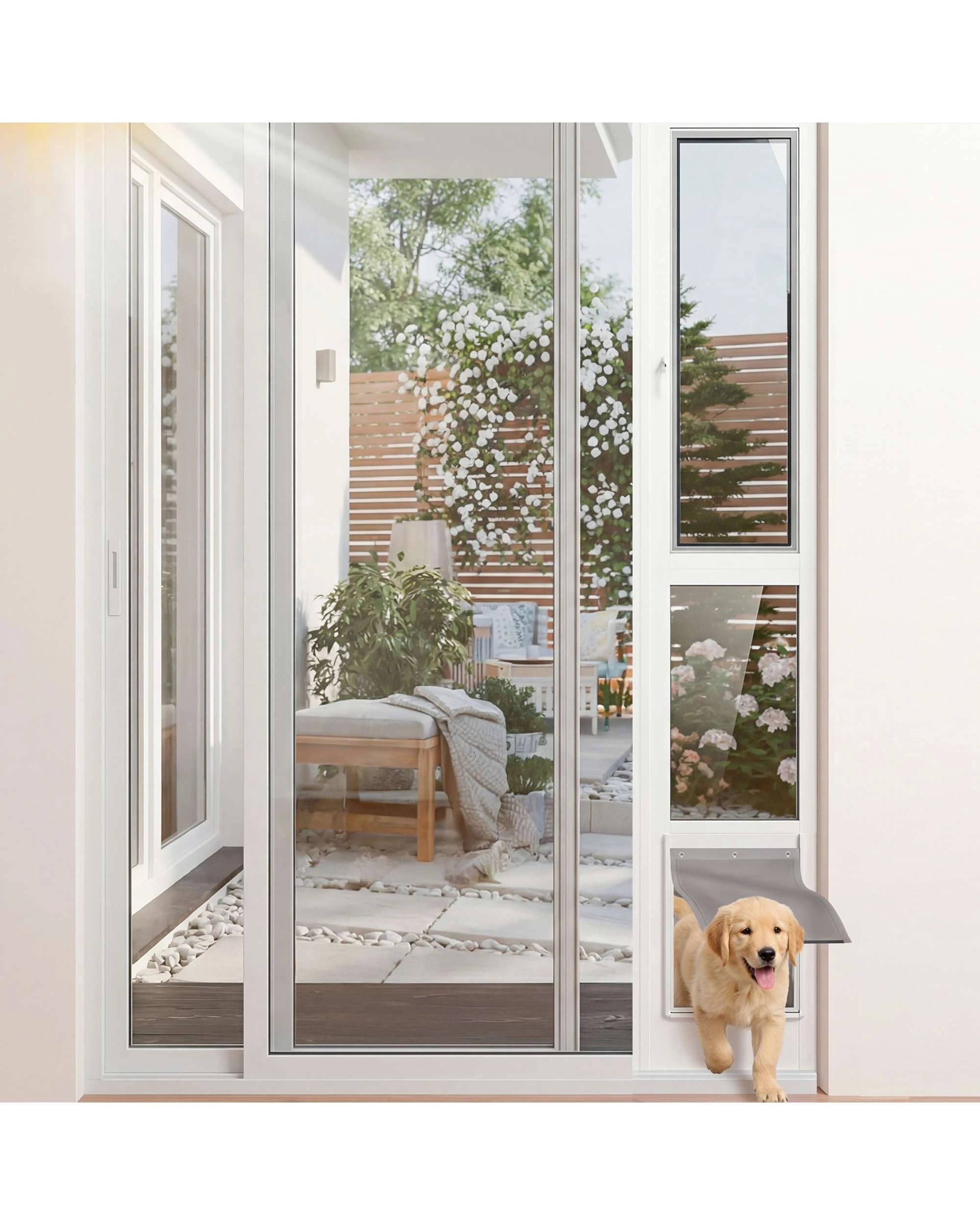 3 Advwin Aluminum Doggy Door for Sliding Glass Door Adjustable Height, 3 of 7