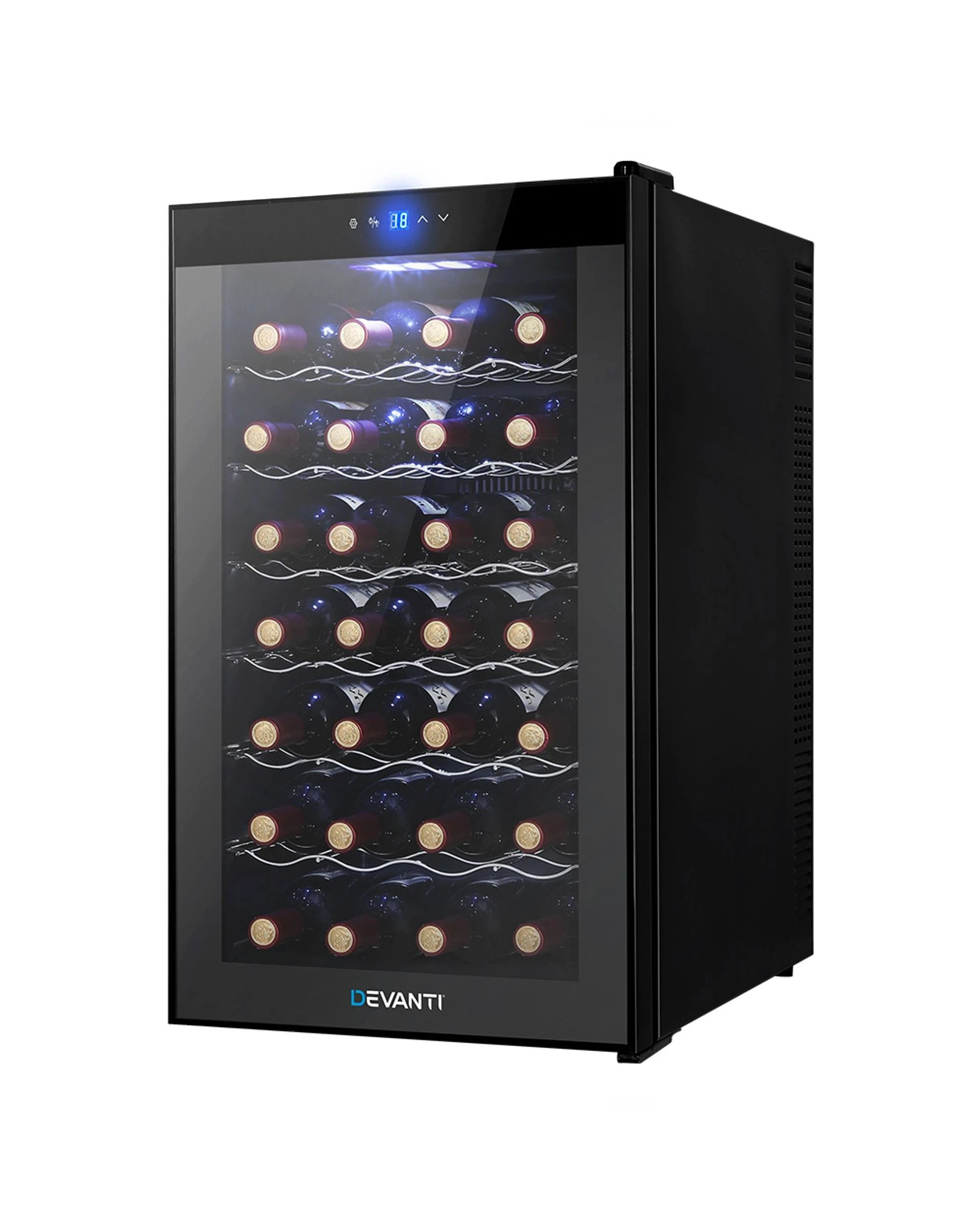 1 Devanti Wine Fridge Cooler 28 Bottles - Black, 1 of 8