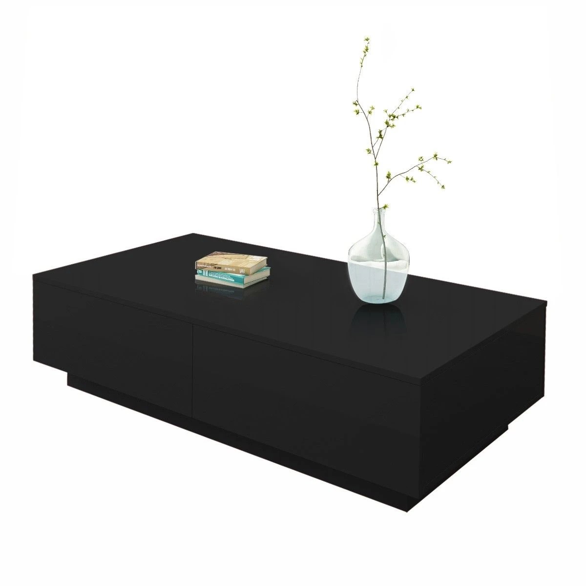 1 Ausway Modern Coffee Table 4 Drawer Storage Shelf High Gloss Wood, 1 of 5