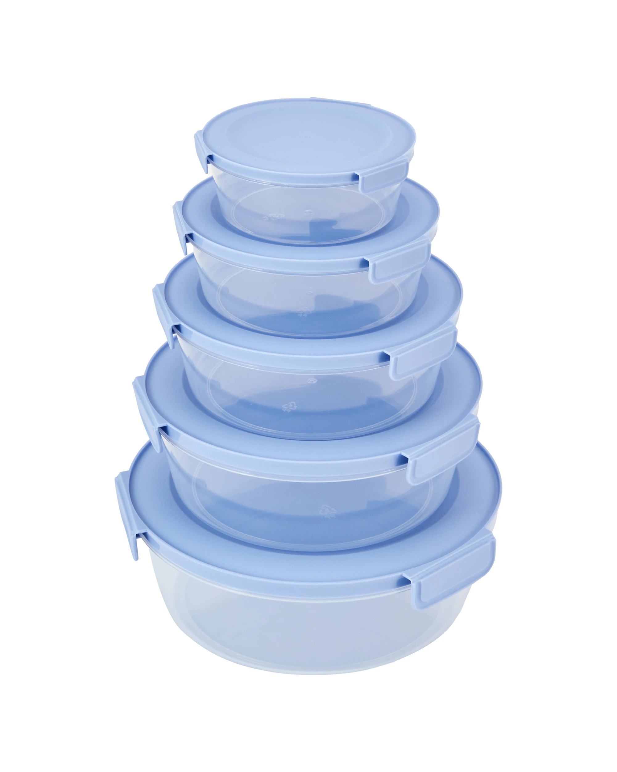 1 Set of 5 Round Food Storage Containers - Blue, 1 of 5