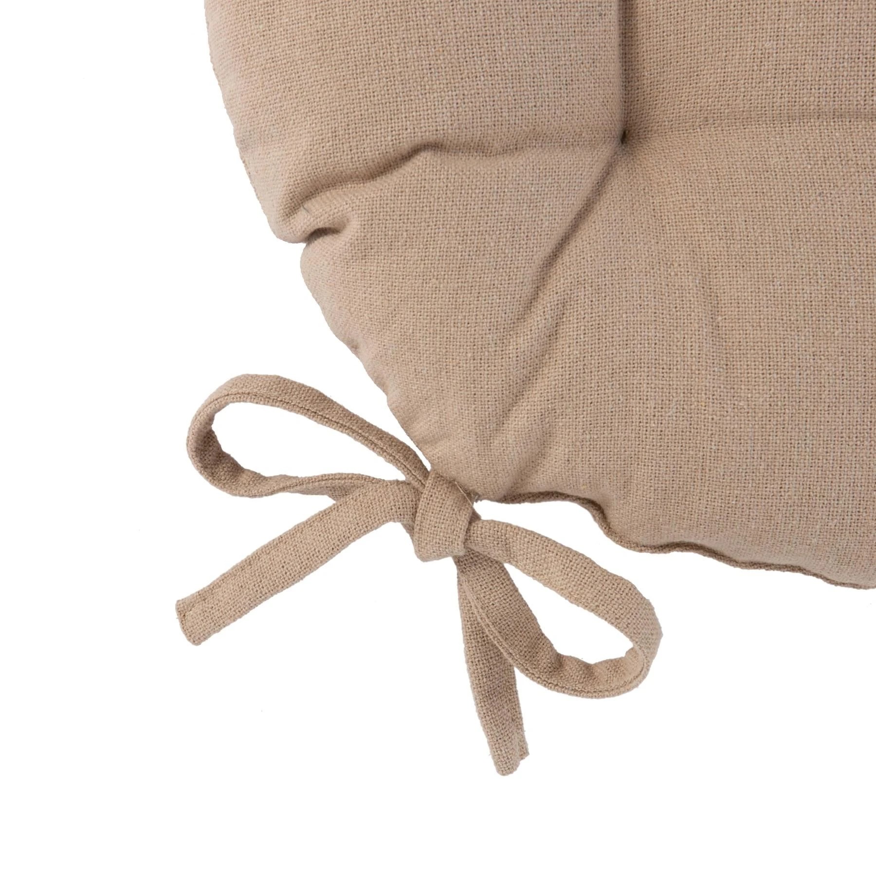 4 Harbour Housewares Round Dining Chair Seat Cushions - 40cm - Pack of 4 - Beige, 4 of 7