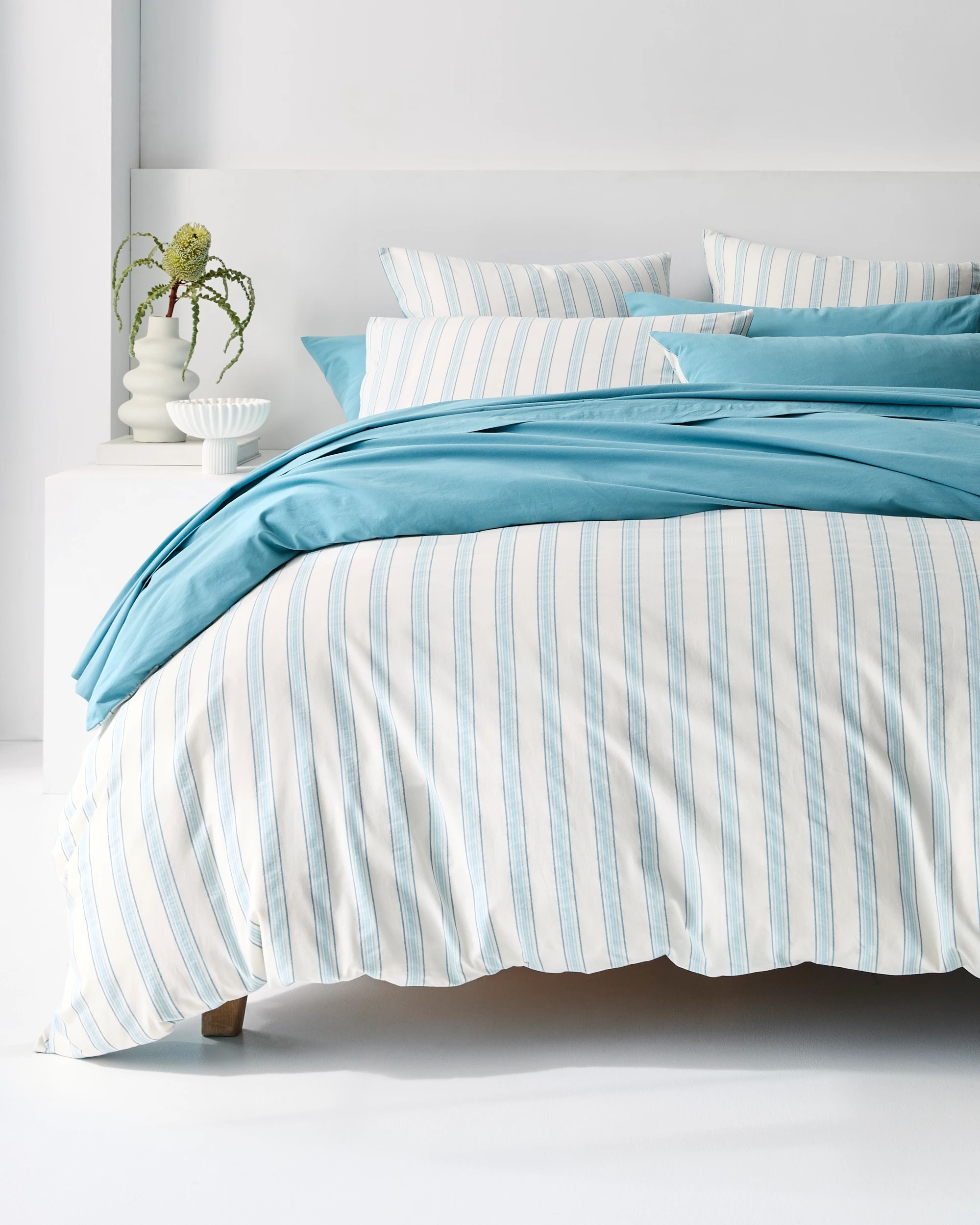 1 Arlo Cotton Stonewash Quilt Cover Set - Single Bed - Blue, 1 of 7