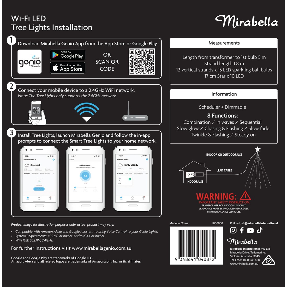 4 Mirabella Genio Wi-Fi 190 LED Warm White Easy Tree Lights with Star, 4 of 5