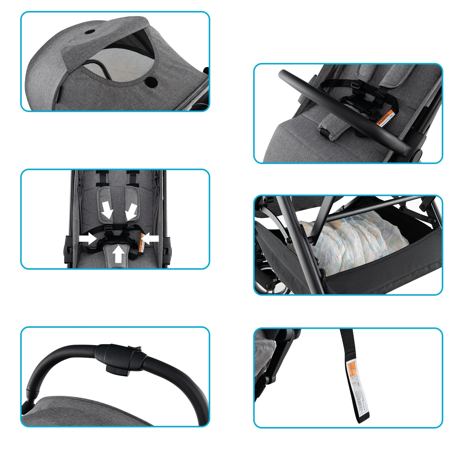 4 Costway Portable Stroller Adjustable Baby Pram Pushchair, 4 of 6