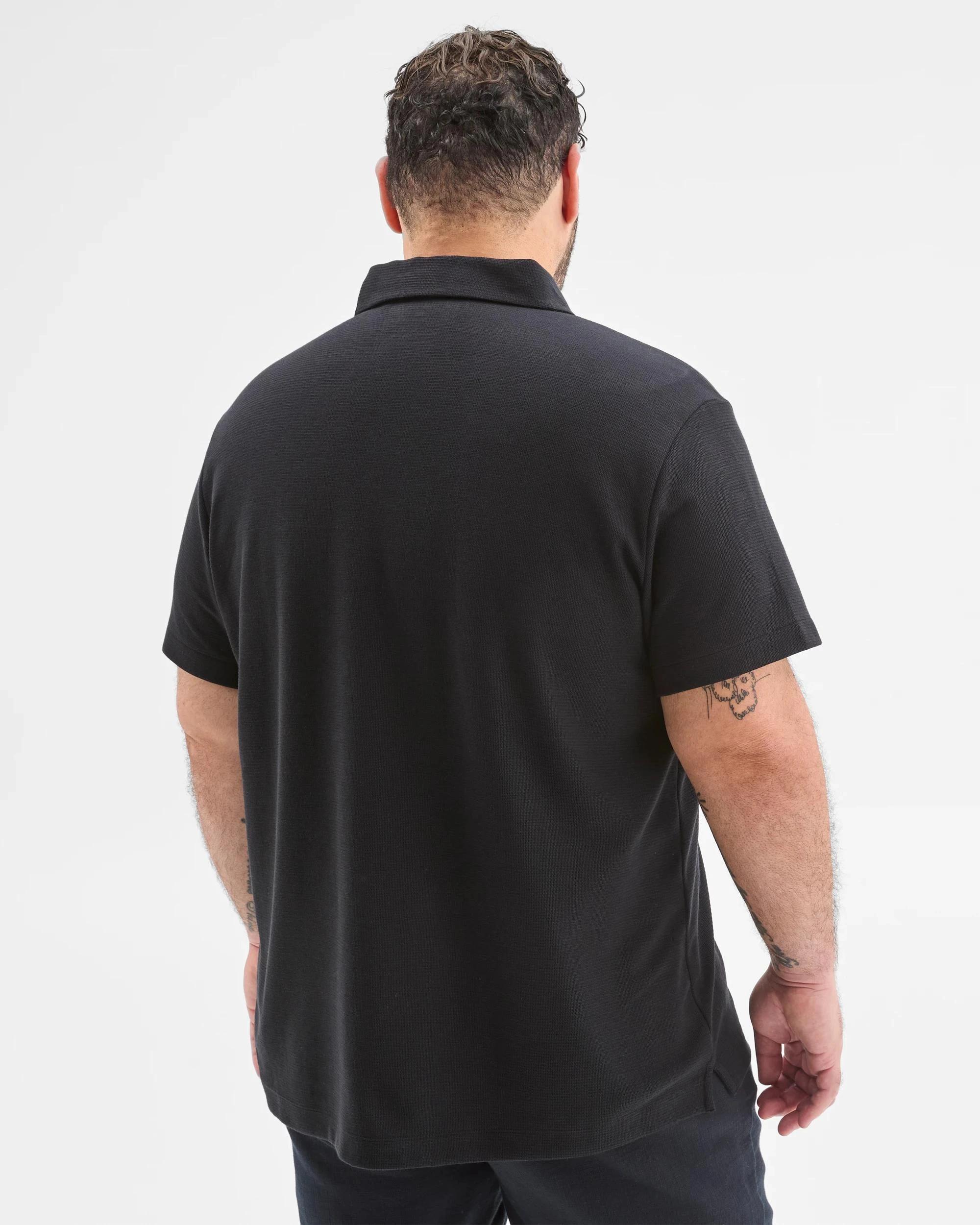 6 Target Plus Size Australian Cotton Blend Textured Polo Top BLACK, 6 of 6