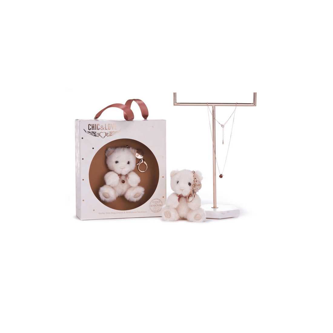 4 Chic & Love - Bailey Bear Bag Charm & Necklace January - Gift Set - White, 4 of 4