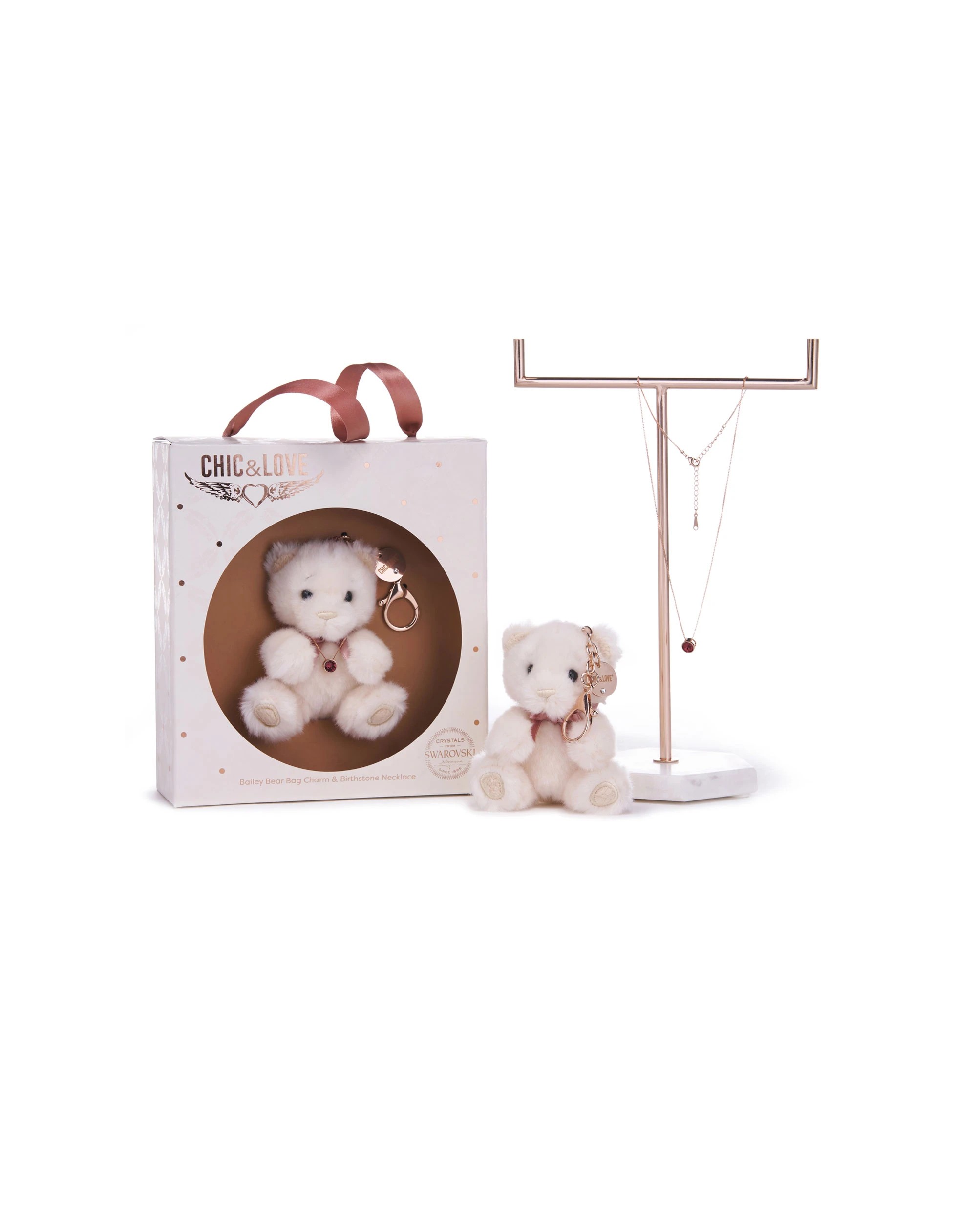 4 Chic & Love - Bailey Bear Bag Charm & Necklace January - Gift Set - White, 4 of 4