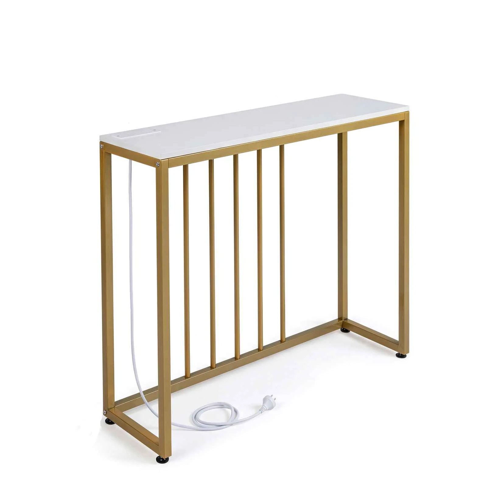 1 Costway Console Table w/Power Outlets Narrow Entryway Hallway Table, 1 of 5