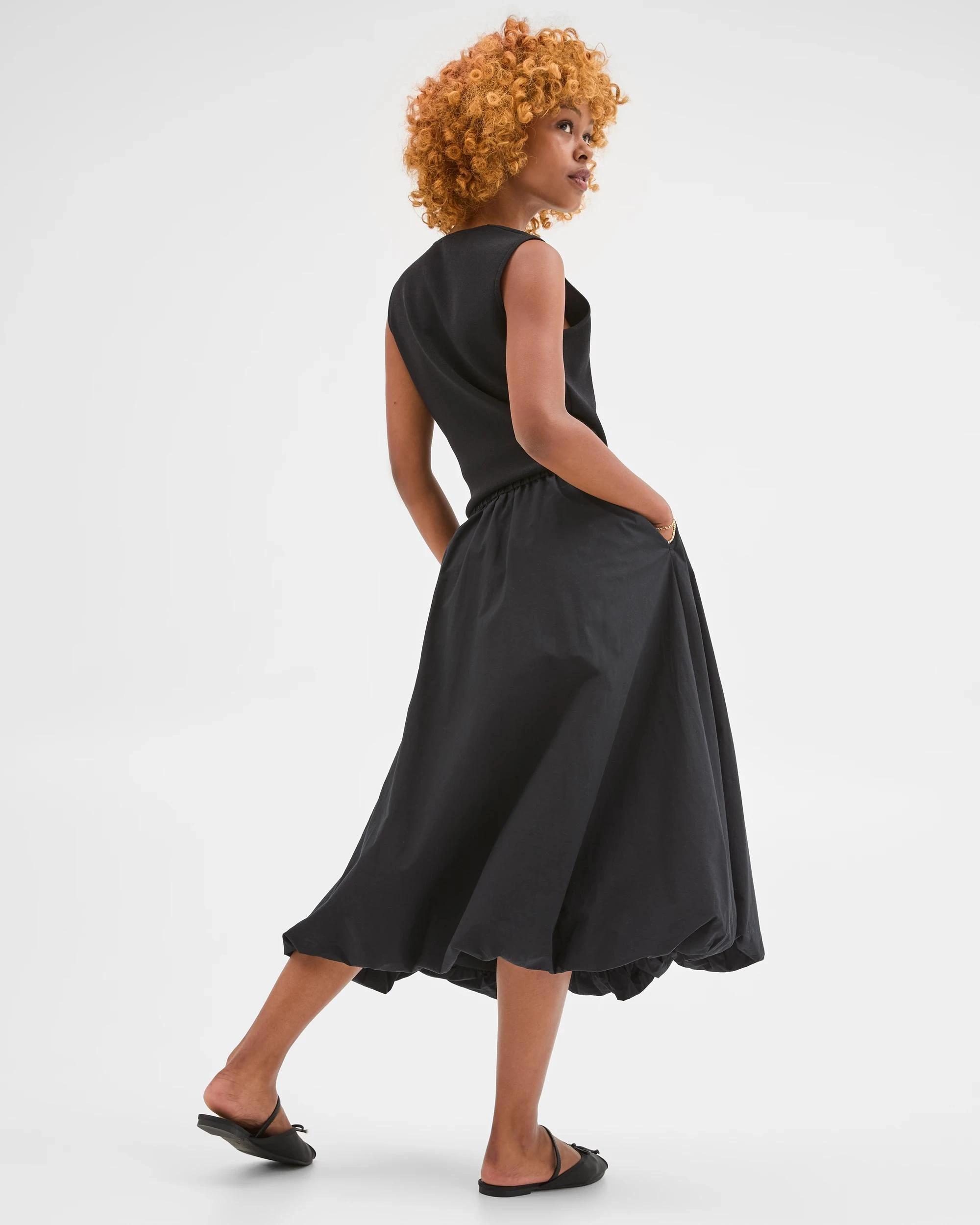 3 Target Petites Australian Cotton Bubble Midi Skirt BLACK, 3 of 5