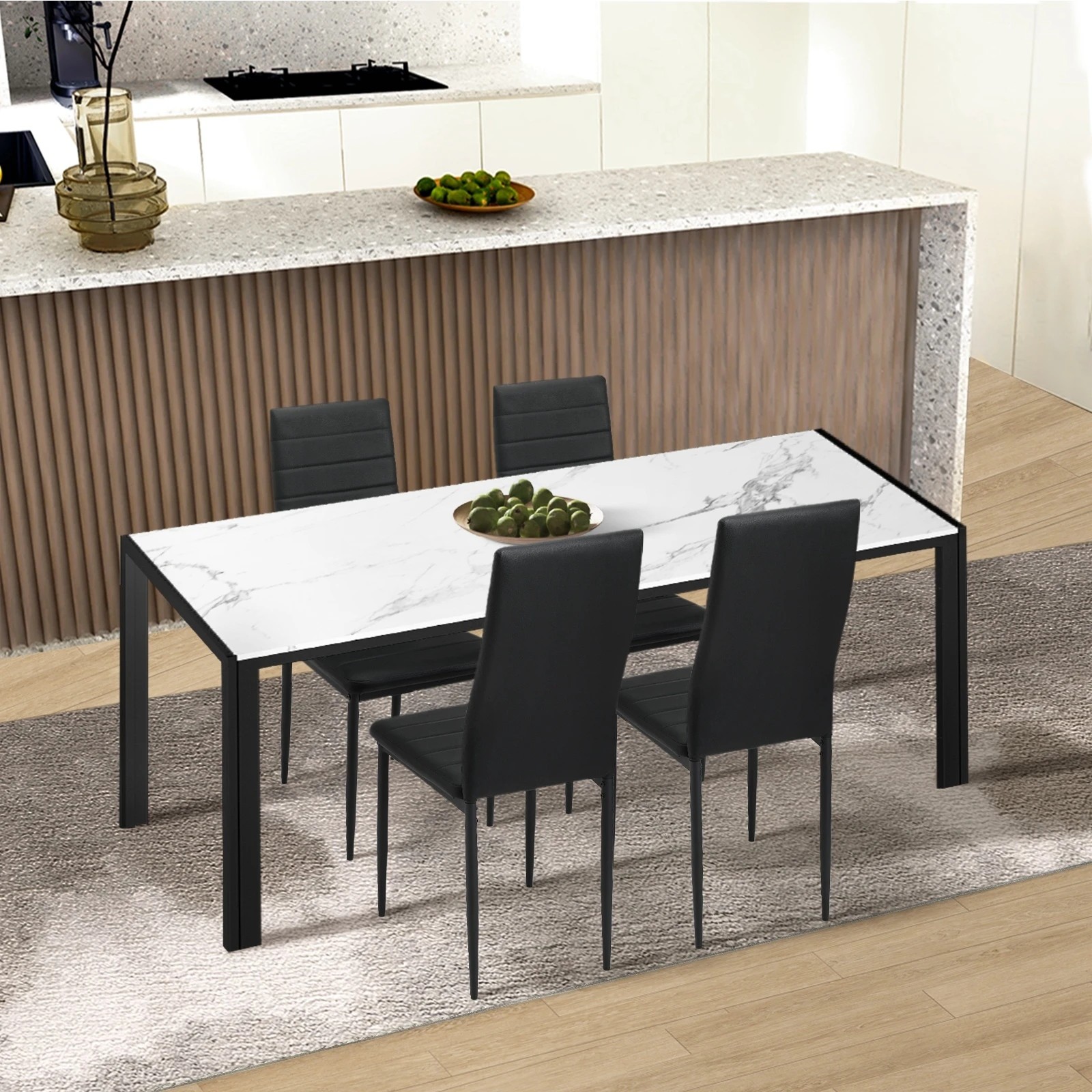 3 Oikiture 4pcs Dining Chairs High-back Kitchen Chair Padded Faux Leather
 - Black, 3 of 10