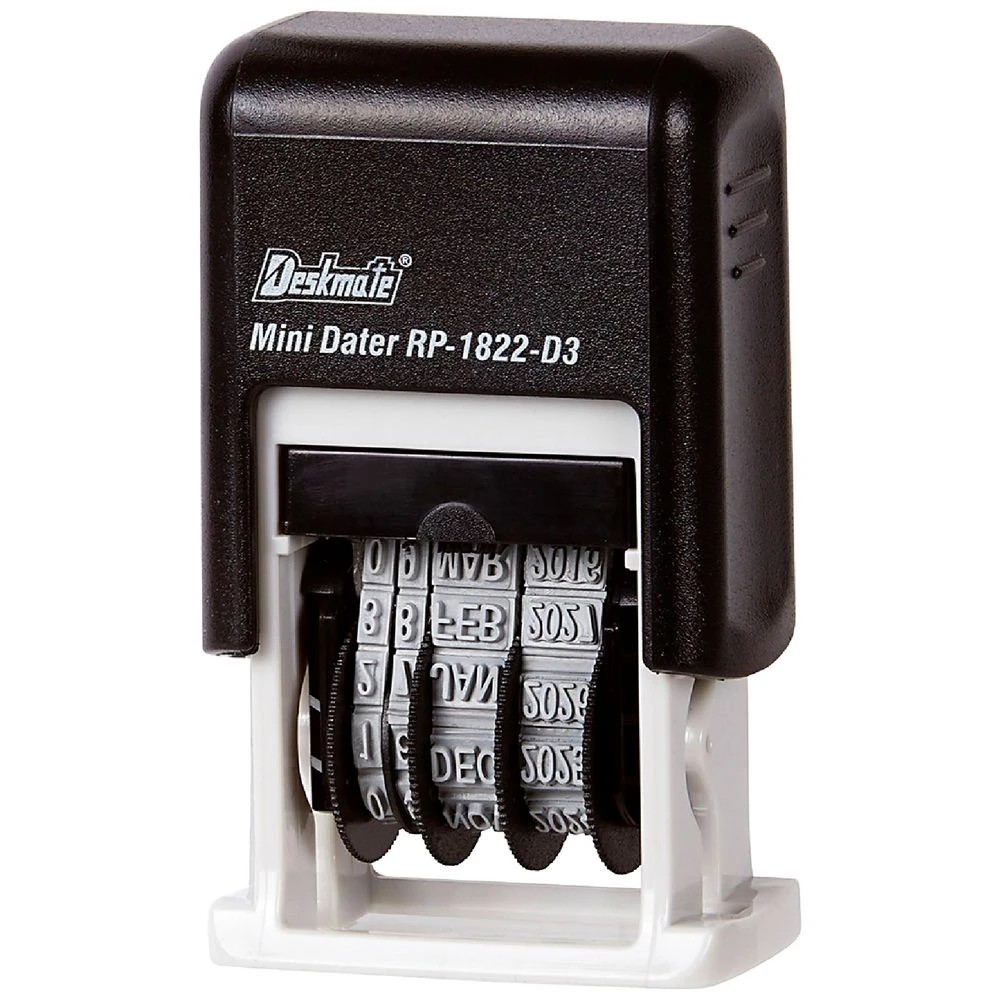 1 Deskmate Self Inking Mini Dater 3mm Black, 1 of 2