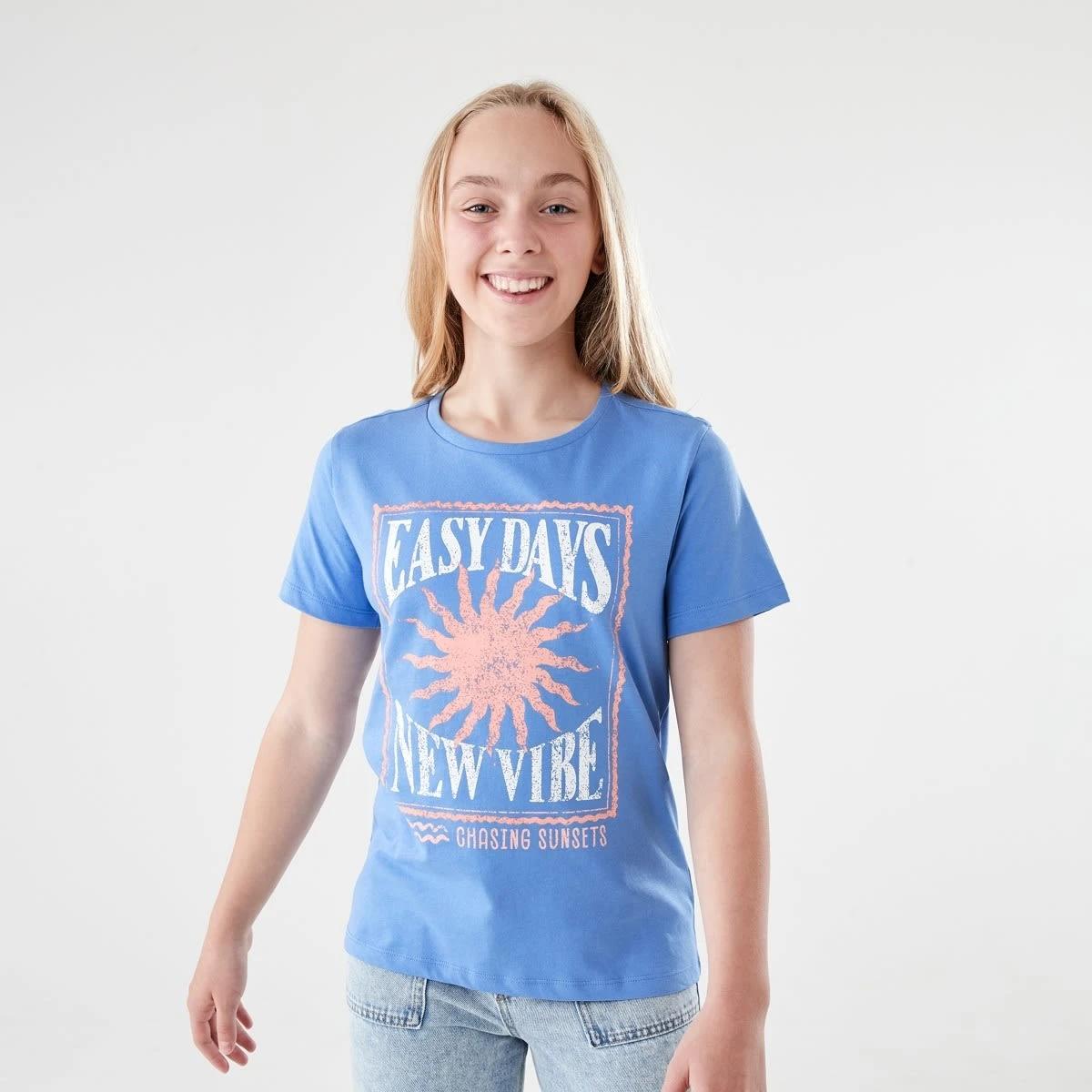 1 Short Sleeve Print T-shirt EASY DAYS NEW VIBE BLUE, 1 of 6