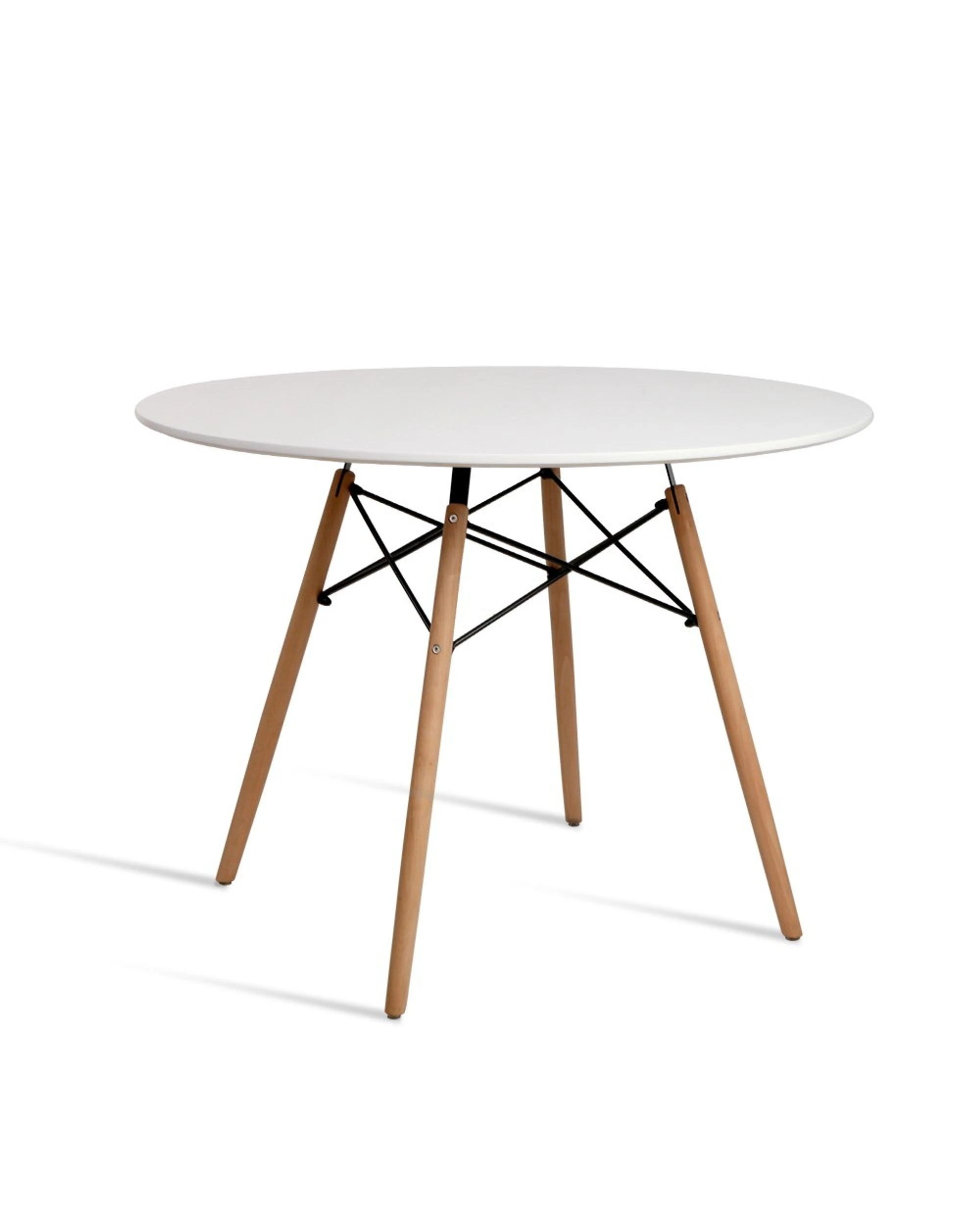 1 Artiss Dining Table Round White 4 Seater 100CM - White, 1 of 5