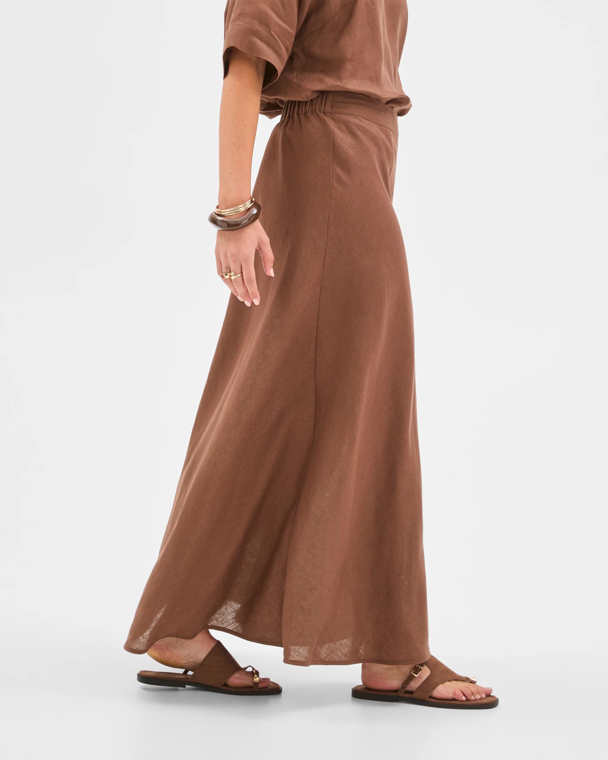 4 Target Woman European Linen Seam Detail Skirt WARM BROWN, 4 of 6