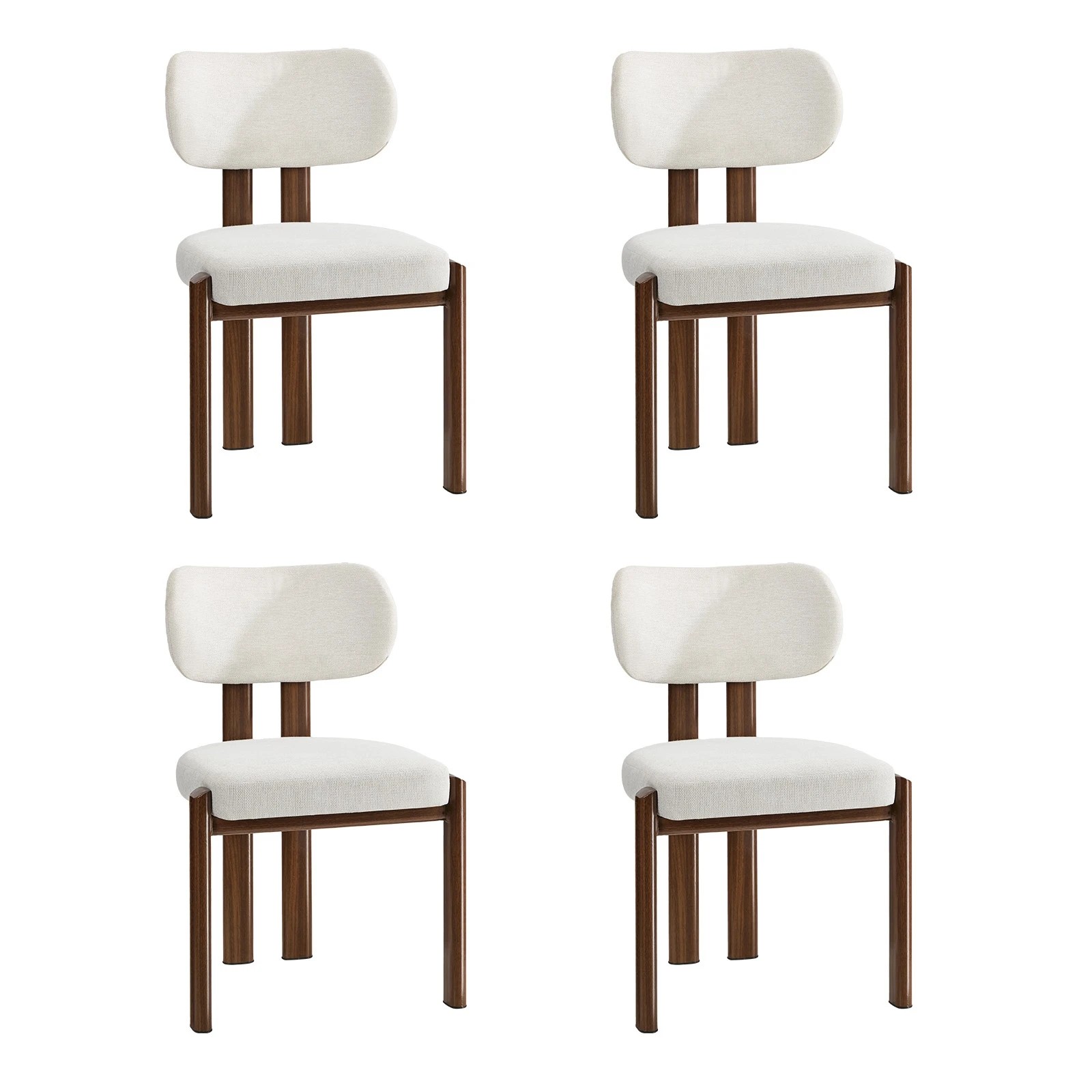 1 Oikiture Set of 4 Dining Chairs Linen Fabric Kitchen Padded Seat - Multi, 1 of 9