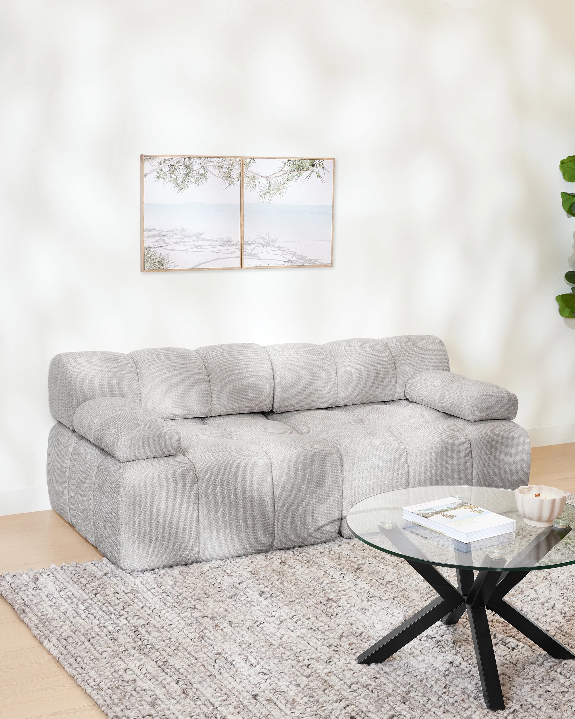 1 Mali 2 Seat Compressed Sofa - Cream, 1 of 9