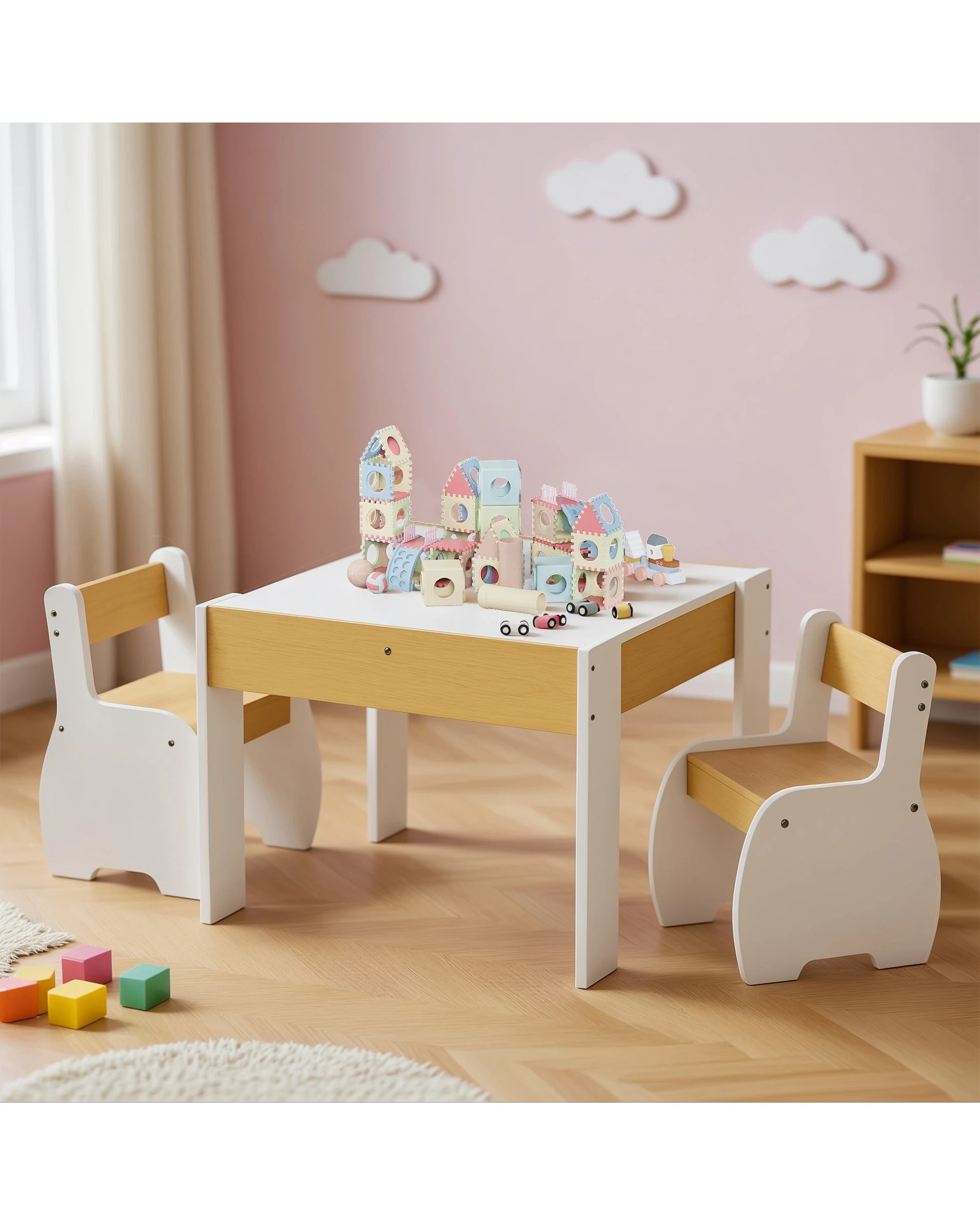 3 Advwin Kids Table and Chairs Set, 3 of 10