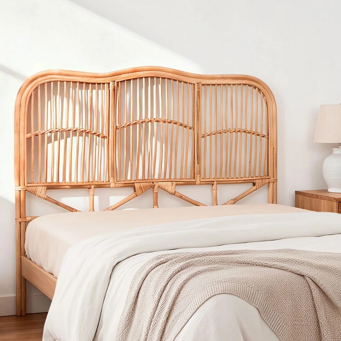 1 Artiss Bed Headboard Queen Bedhead Rattan - NERO - Natural, 1 of 7