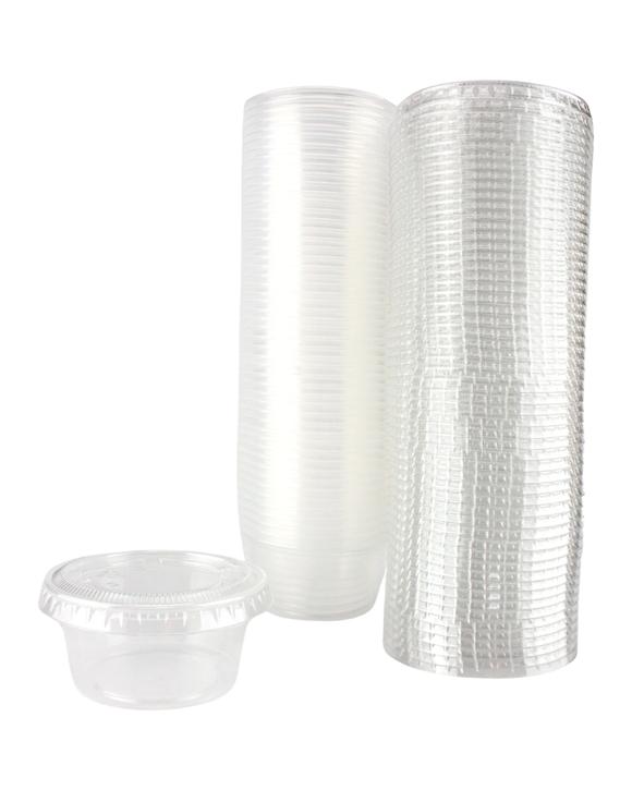 Unique Reusable Sauce Containers With Lids 59ml Pack of 50 - Clear