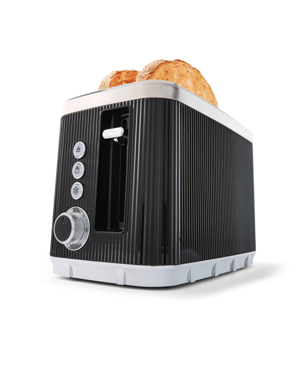 2 Slice Ribbed Toaster - Black