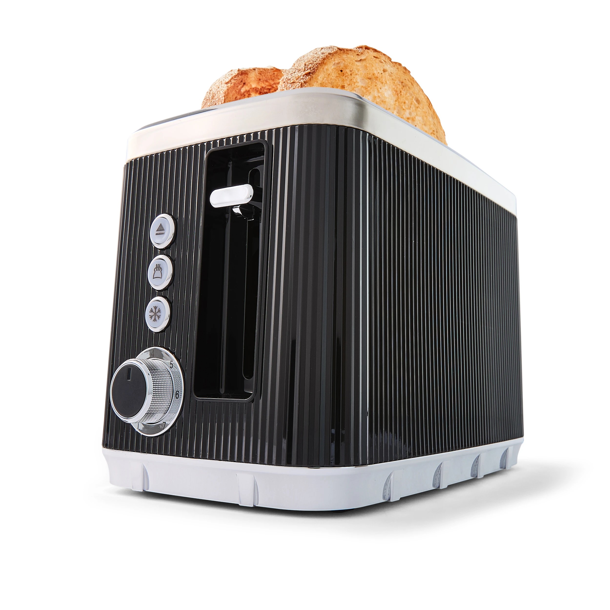 1 2 Slice Ribbed Toaster - Black, 1 of 6