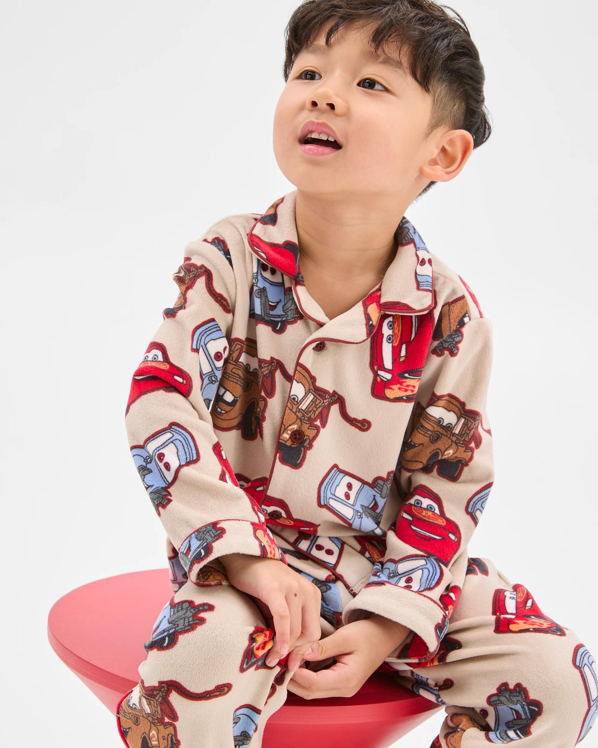 4 Disney Cars Younger Boys Button Through Fleece Pyjama Set CARS, 4 of 7