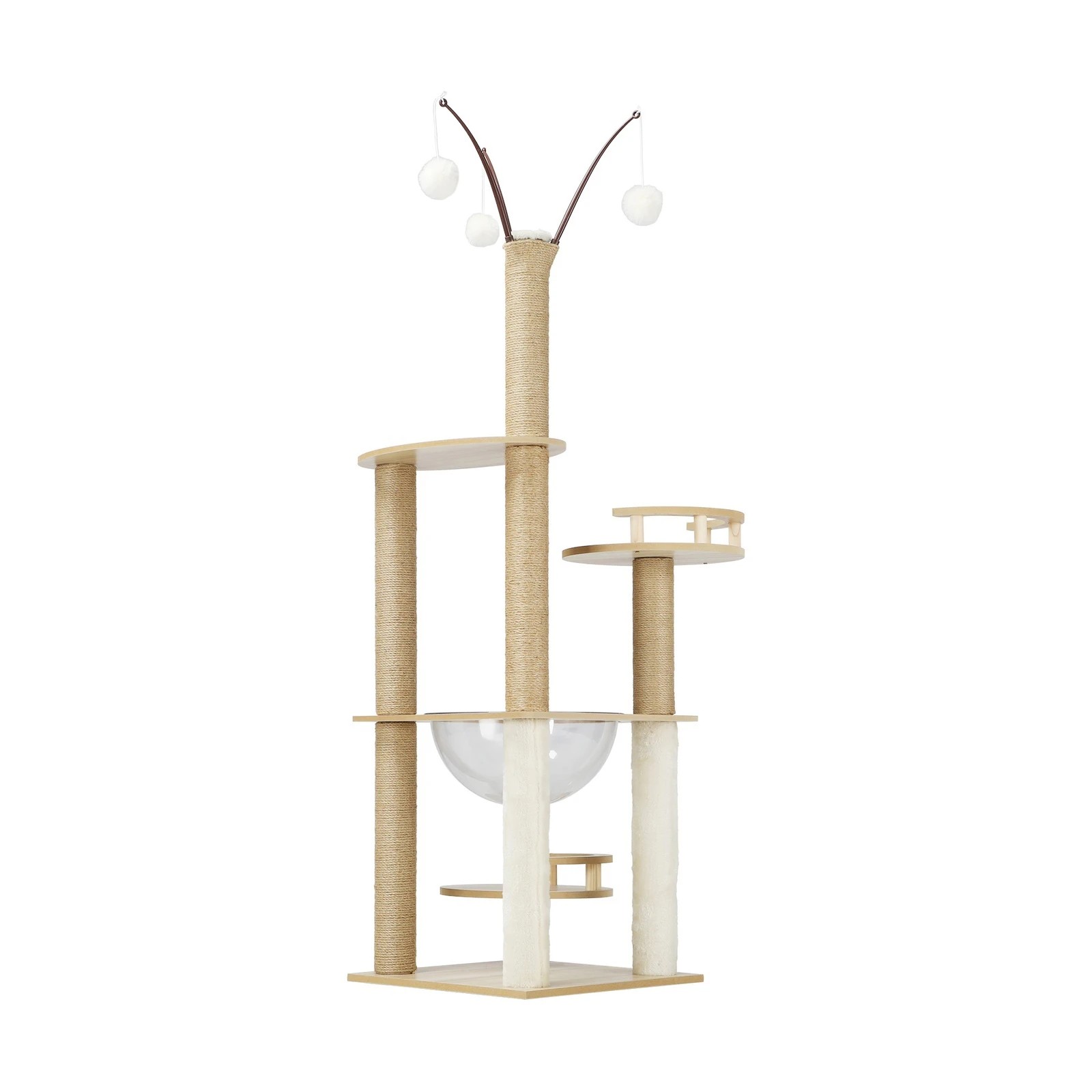 5 Alopet Cat Tree Tower Scratching Post Scratcher Cats Condo House Bed Wood 132cm
 - Natural, 5 of 7