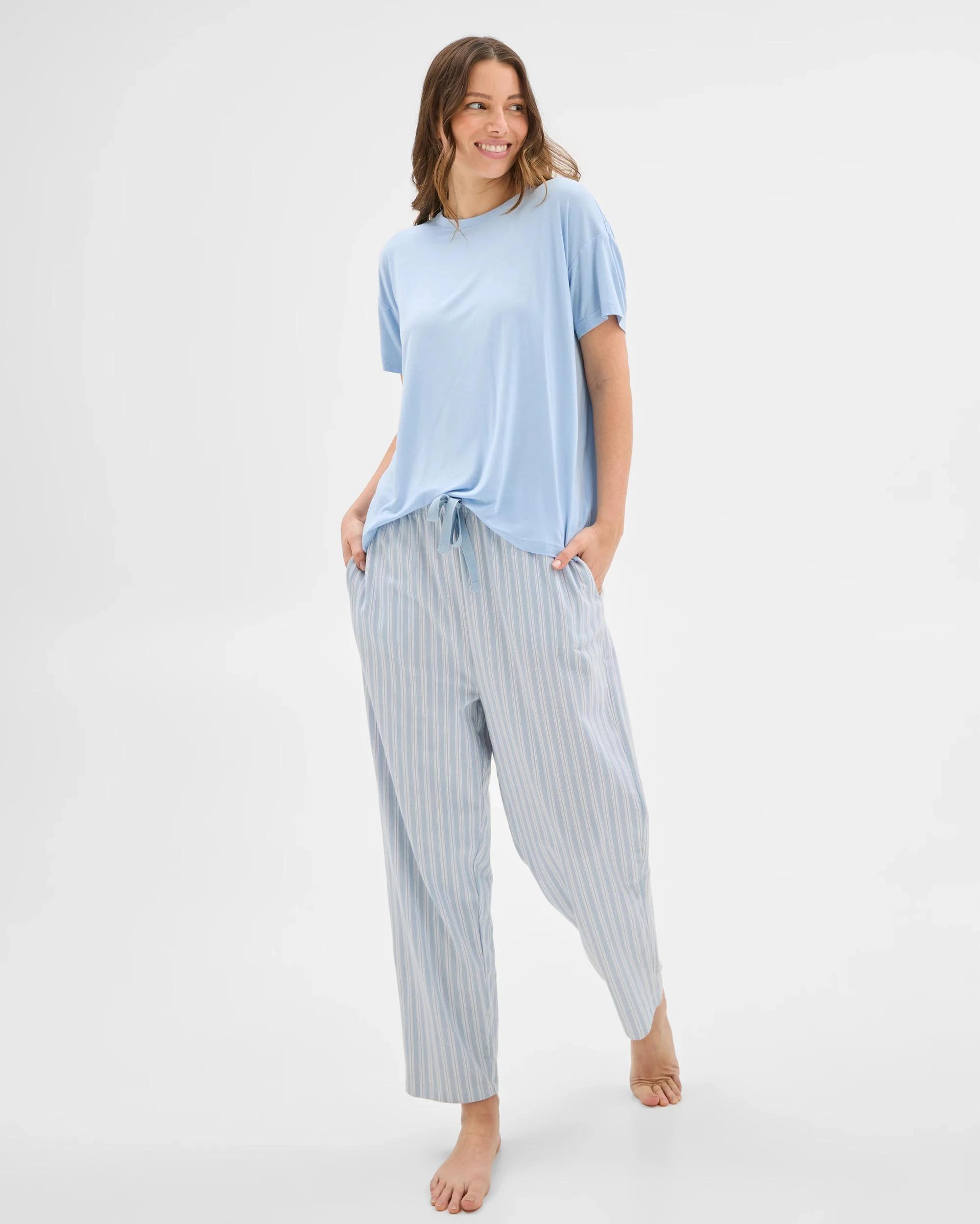 2 Target Woman Soft Comfort Bamboo Pyjama T-Shirt BLUE, 2 of 6