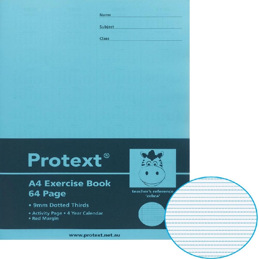 1 Protext A4 70gsm 9mm Dotted Thirds Exercise Book 64 Pg Blue, 1 of 2