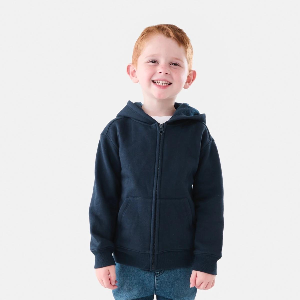 2 Plain Zip Through Hoodie Dress Navy, 2 of 10