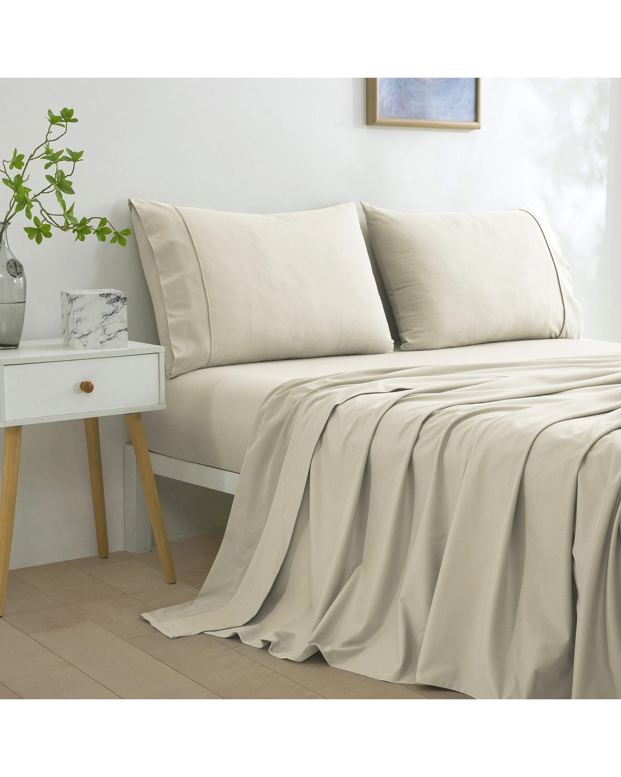 3 Dreamaker Micro Flannel Sheet Set - Single Bed - Cream, 3 of 9