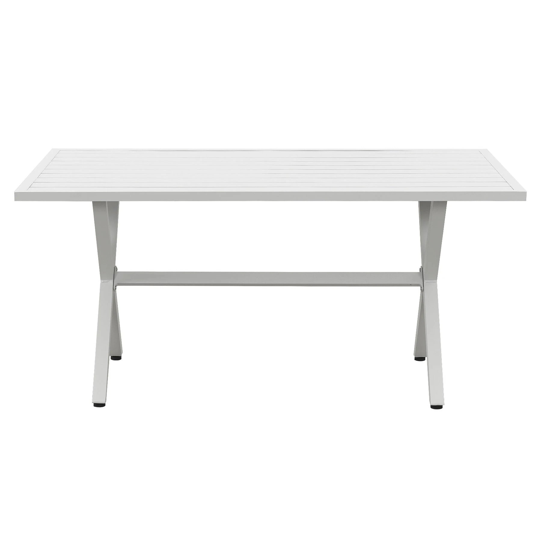 2 Moda Living Jervis White Aluminium Outdoor Dining Table with Aluminium Slat Top (145x88cm) - White, 2 of 5