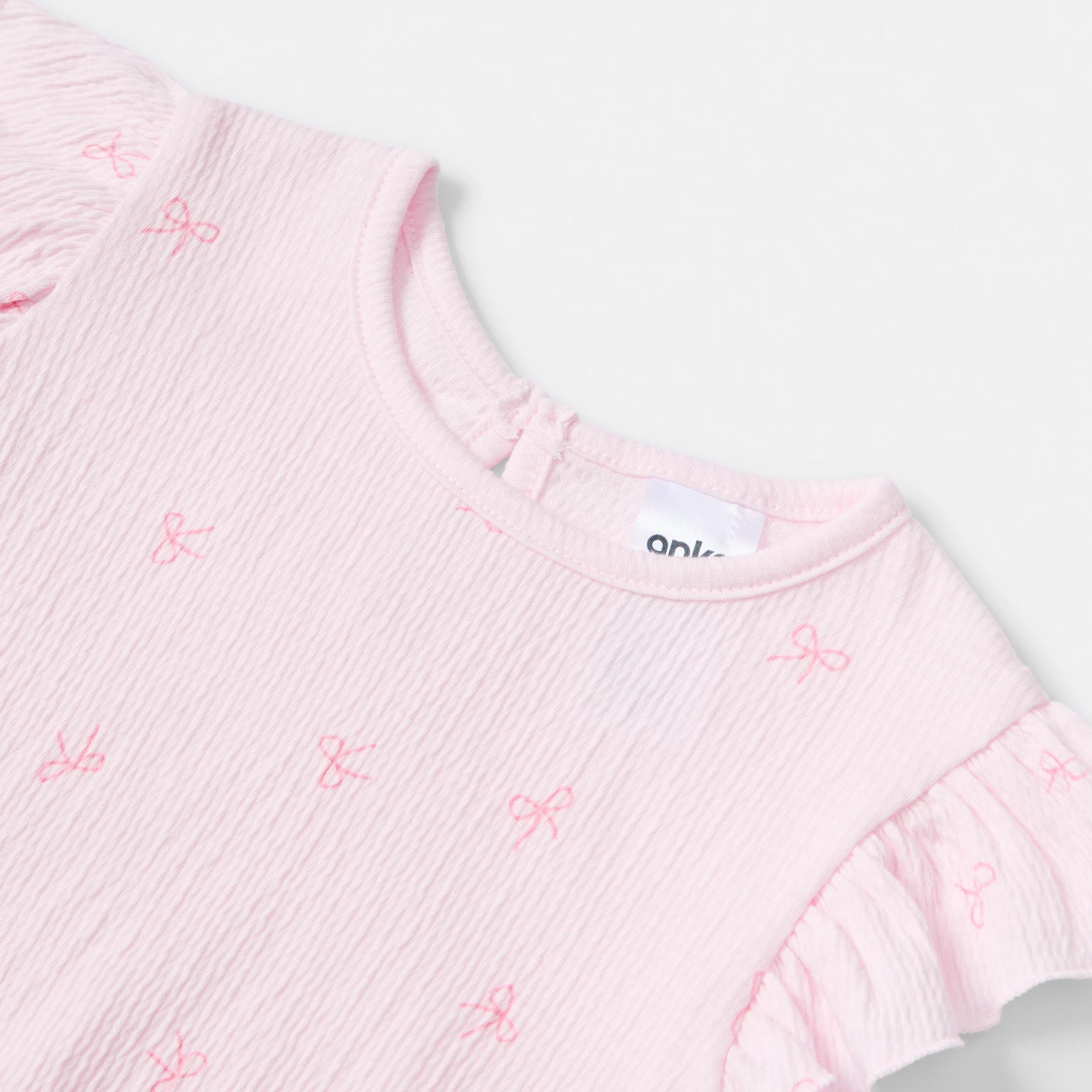 3 Short Sleeve Crinkle Bodysuit BALLERINA DITSY BOWS, 3 of 3