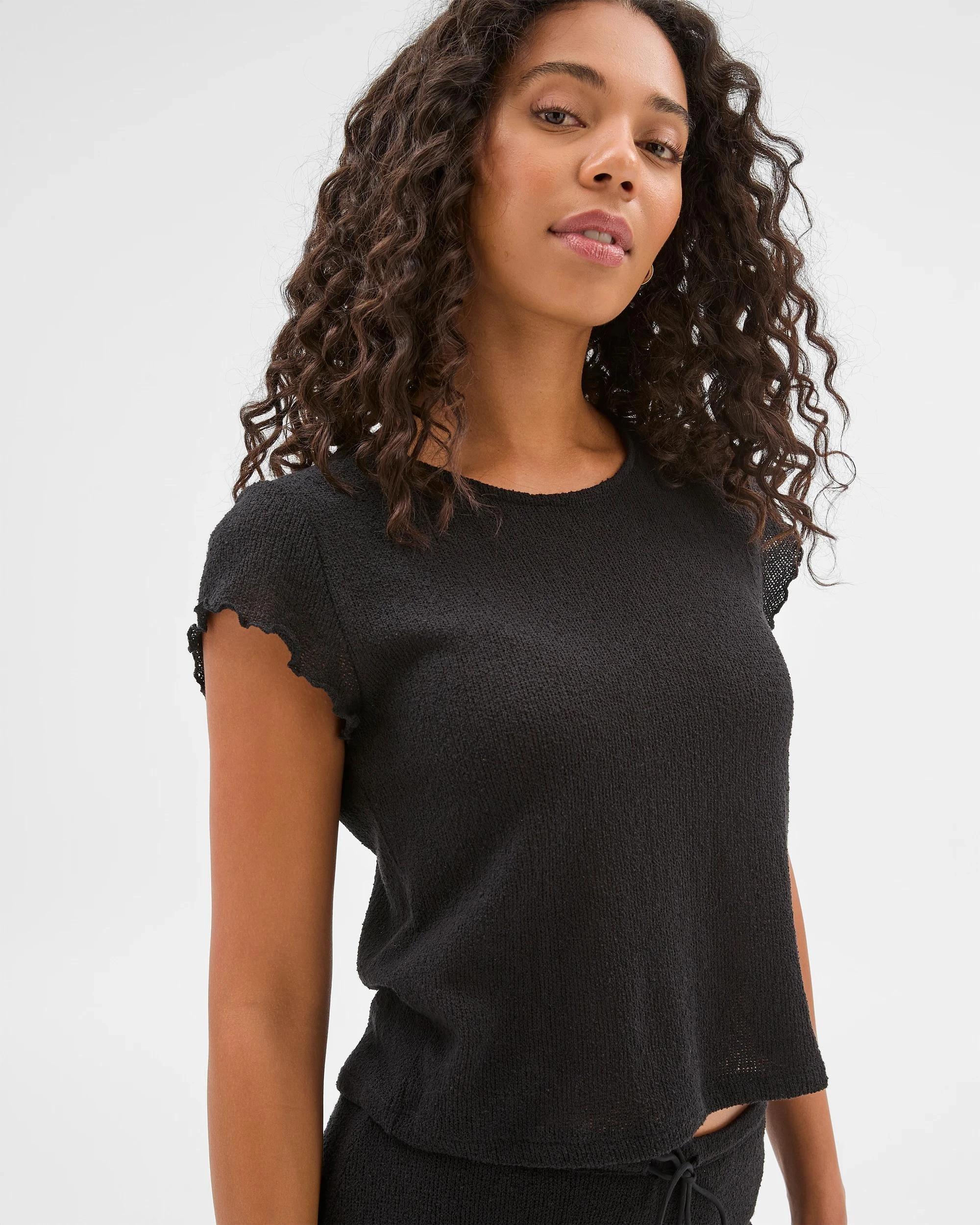 3 Target Australian Cotton Blend Textured Crew T-Shirt BLACK, 3 of 5