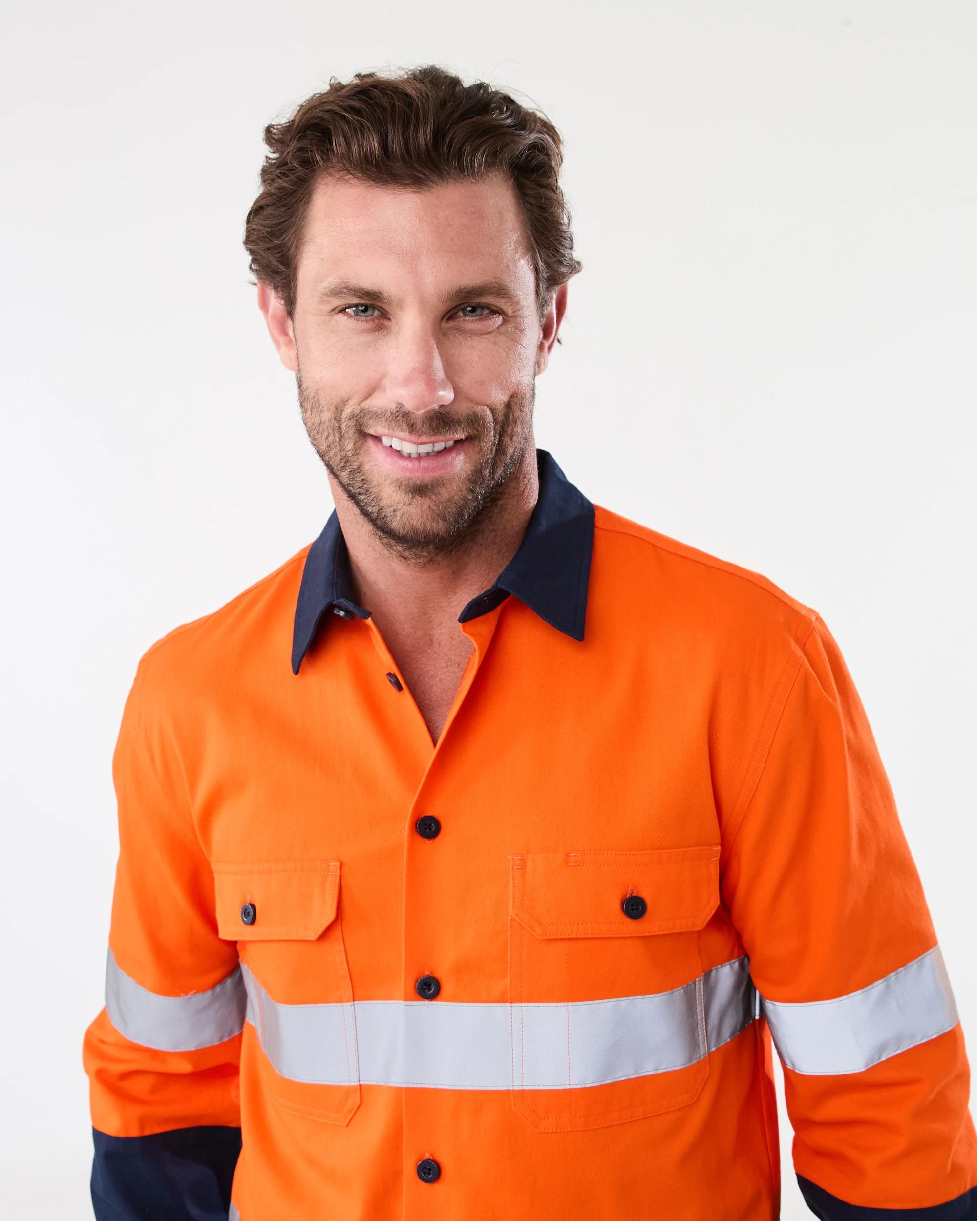 4 Workwear Hi-Visiblity Long Sleeve Reflective Shirt SAFETY ORANGE, 4 of 6