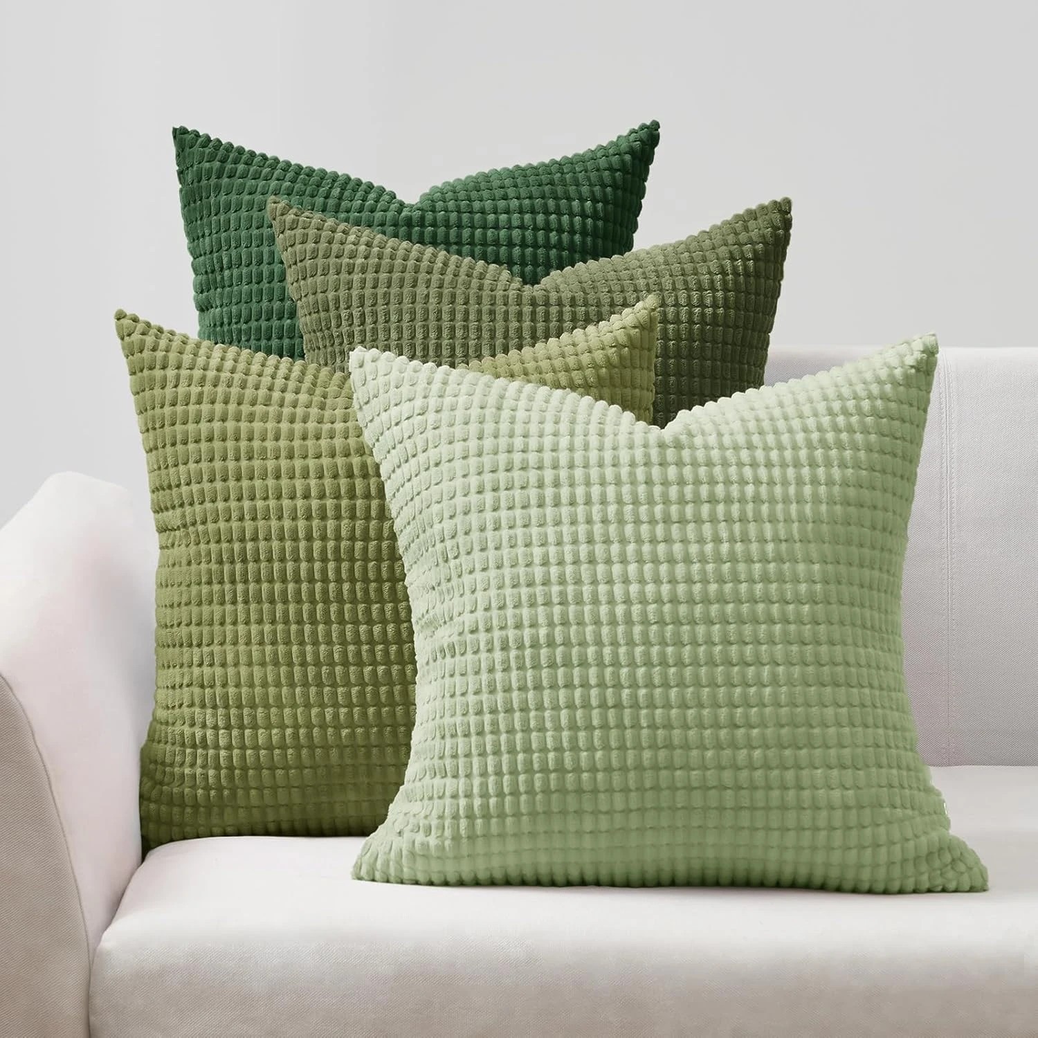 1 Gioia Casa 4-Pack Corduroy Corn Grain Inspired Cushion Covers 45x45cm - Green, 1 of 4