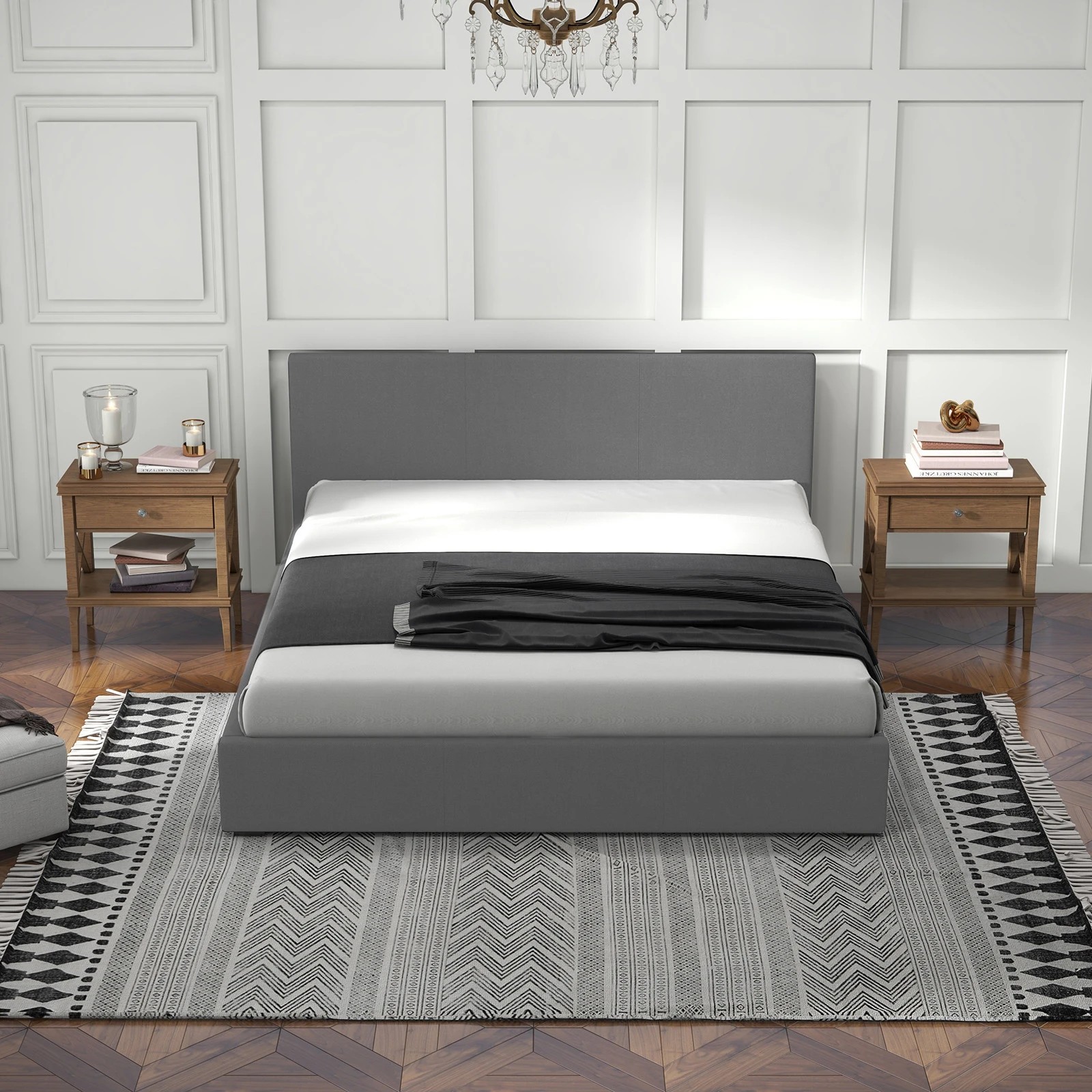4 Milano Décor Sienna Luxury Bed Frame Base And Headboard Solid Wood Padded Fabric - Grey, 4 of 10