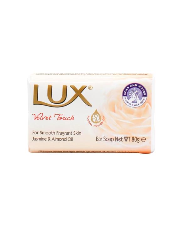 Lux Bar Soap Jasmine Almond Oil Velvet Touch Gentle Luxurious Cleanse Smooth Skin 80g - White