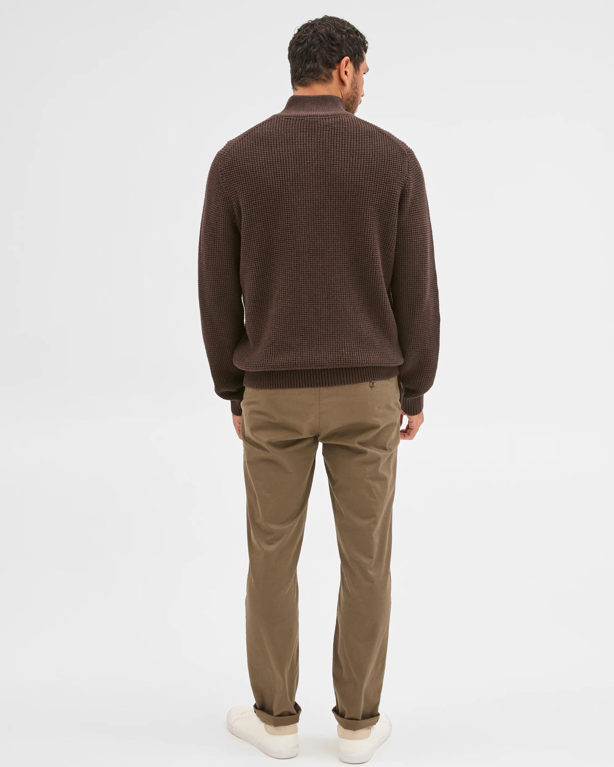 6 Target Man Australian Cotton 1/2 Zip Knit Jumper CHOCOLATE, 6 of 6